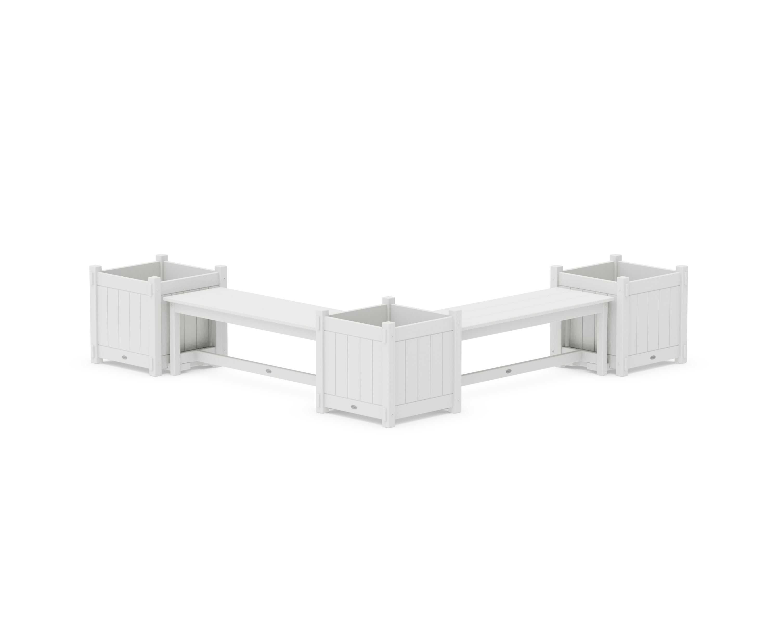 48" Vineyard L- Shaped Planter Bench Corner Set - Large in White