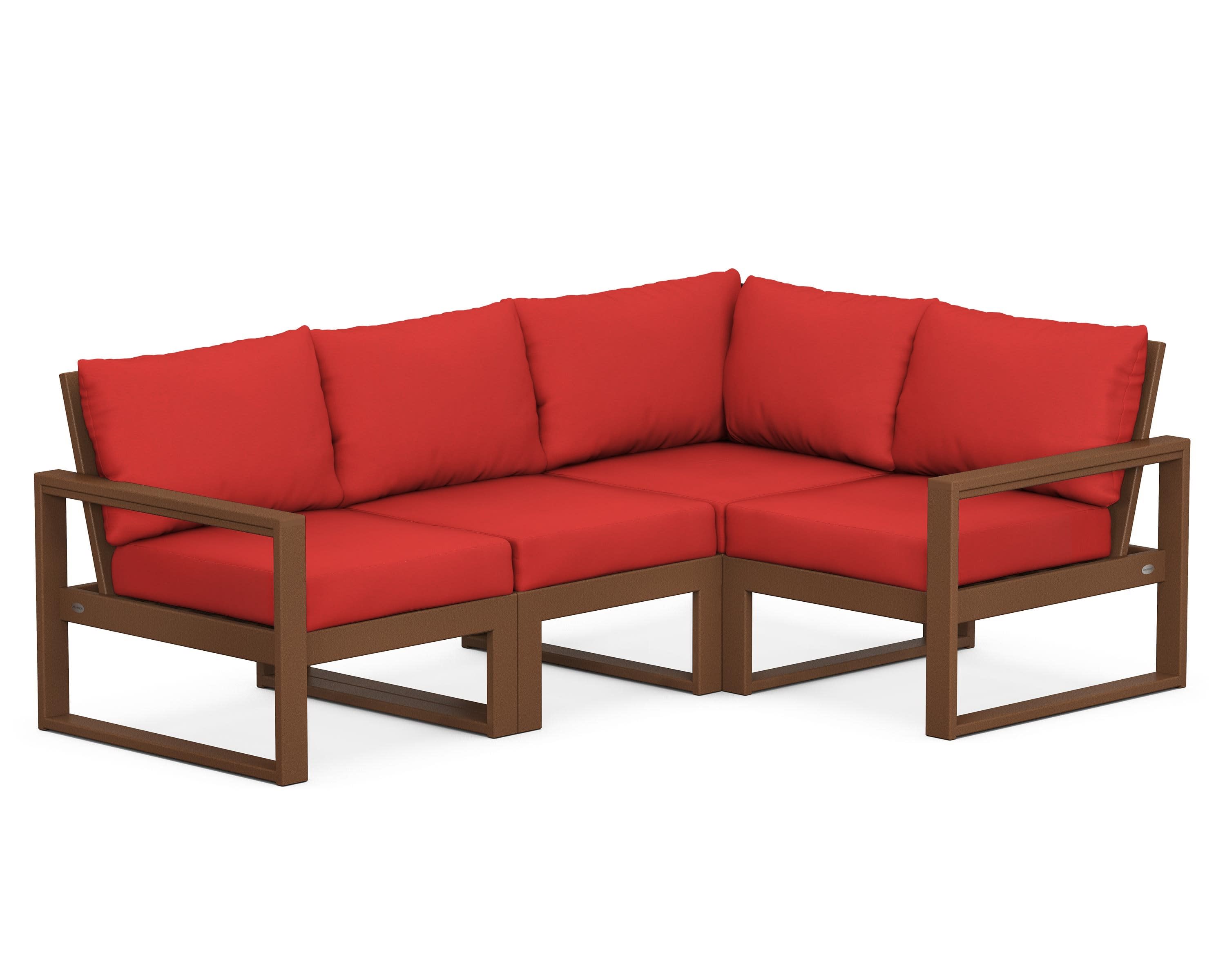 EDGE 4-Piece Modular Deep Seating Set in Teak / Crimson Linen