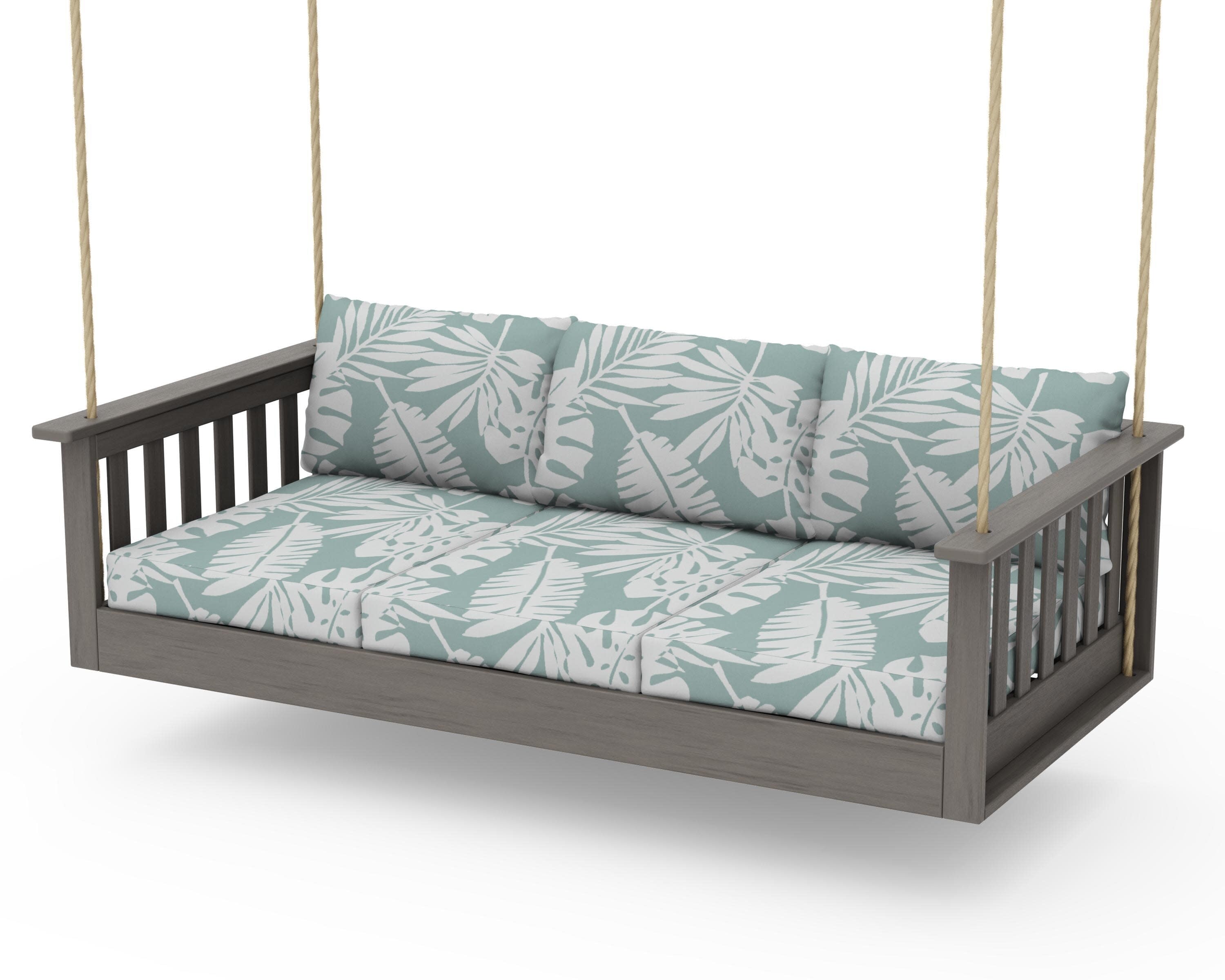 Vineyard Daybed Swing in Driftwood / Leaf Glacier Spa