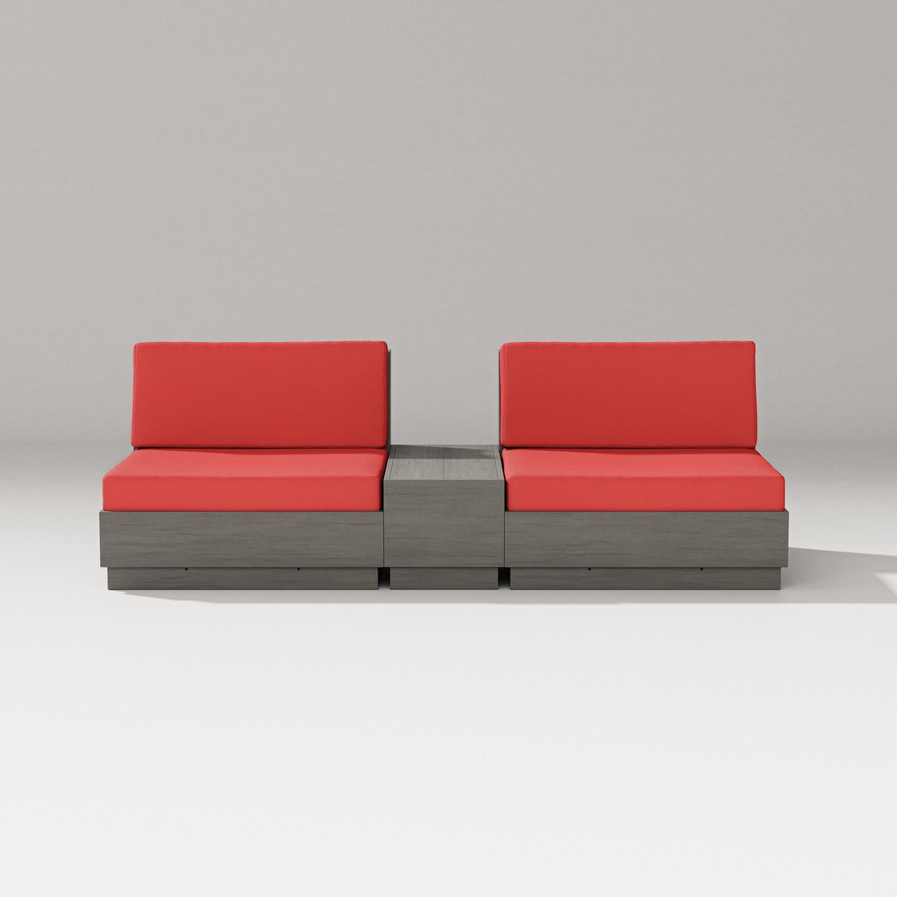 Elevate Lounge Chair Set in Driftwood / Crimson Linen
