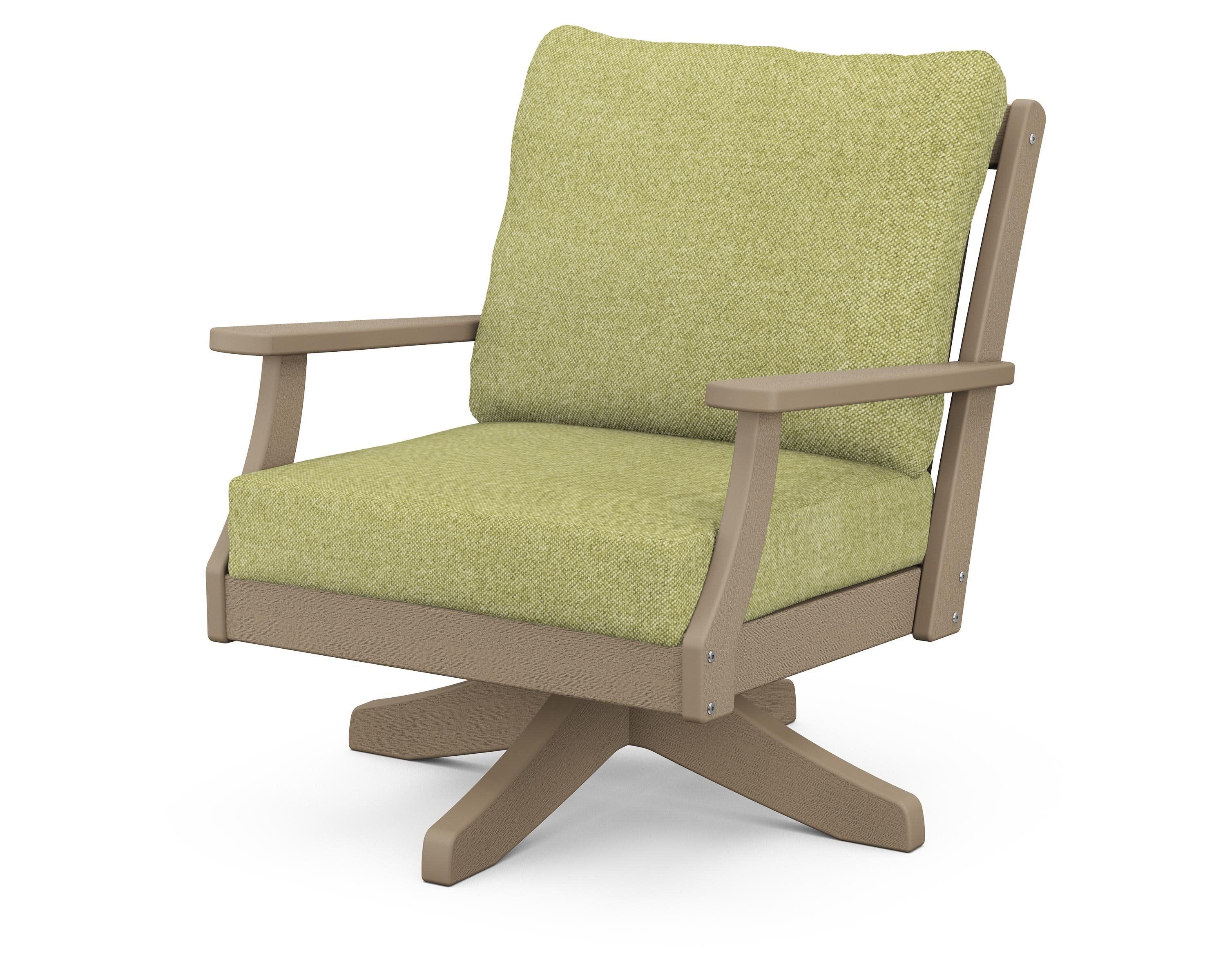 Braxton Deep Seating Swivel Chair in Vintage Sahara / Chartreuse Boucle