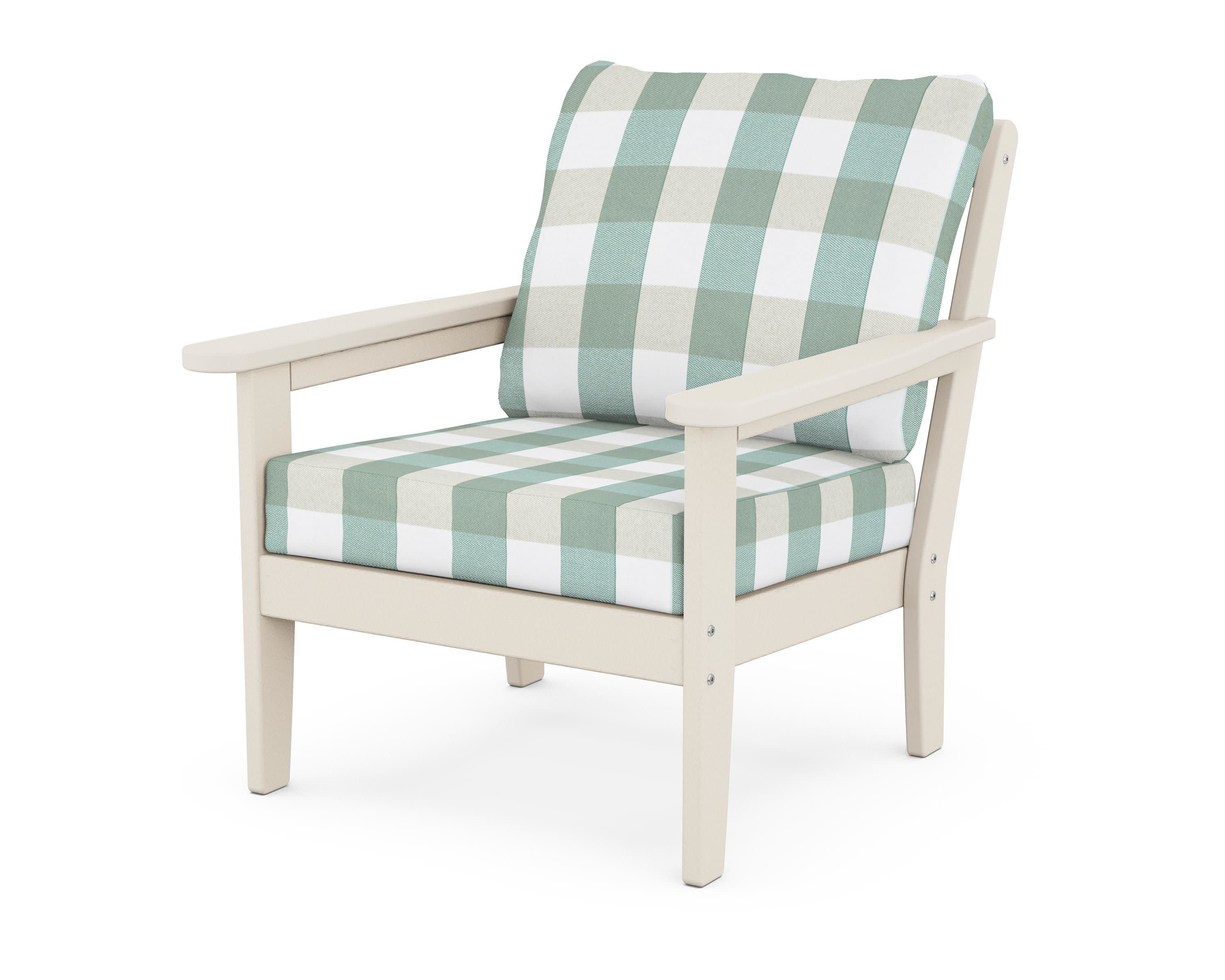 Cottage Deep Seating Chair in Sand / Buffalo Plaid Glacier Spa