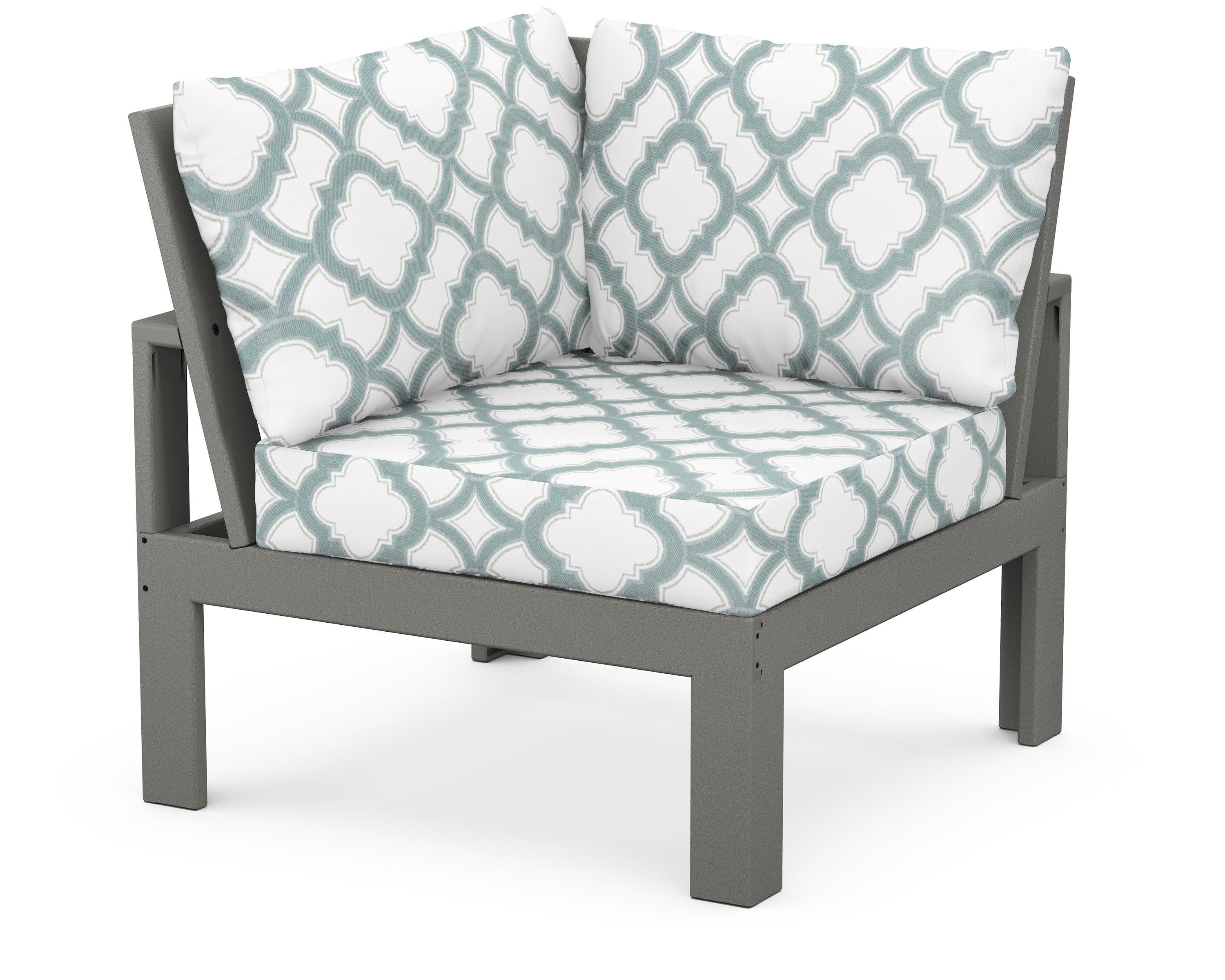Modular Corner Chair in Slate Grey / Trellis Glacier Spa
