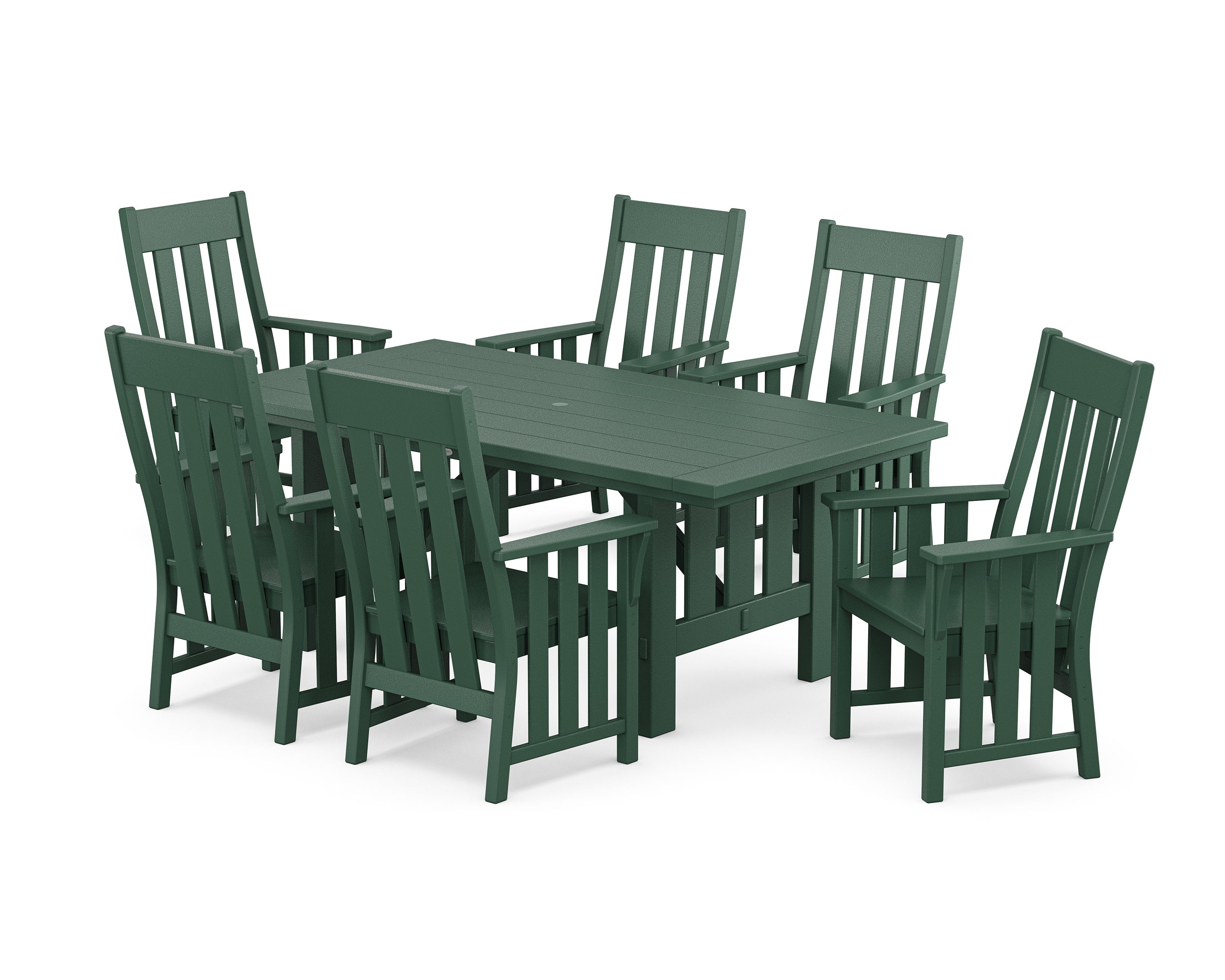 Acadia Arm Chair 7-Piece Dining Set in Green