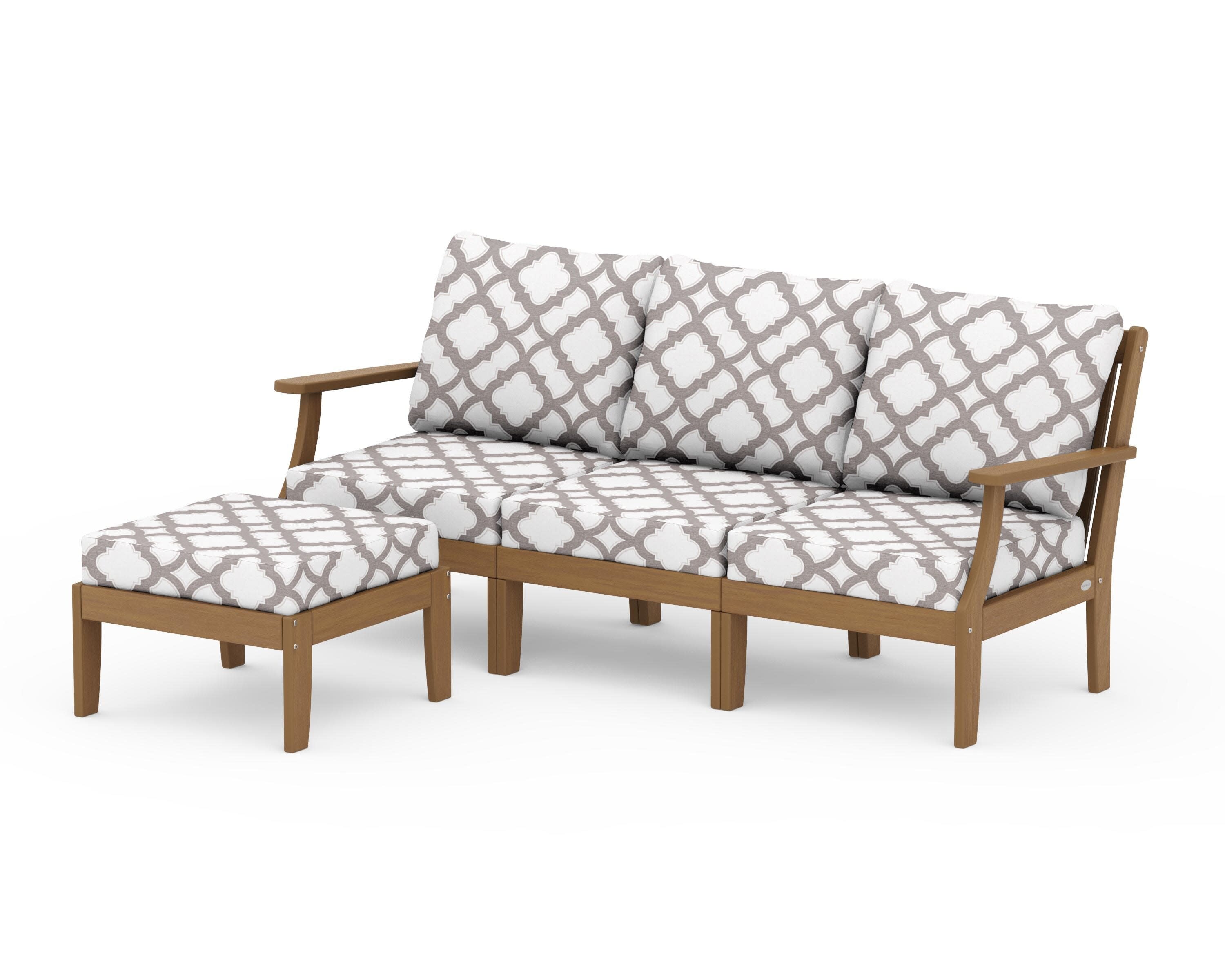 Braxton Modular 4-Piece Deep Seating Set with Ottoman in Natural / Trellis Grey Mist
