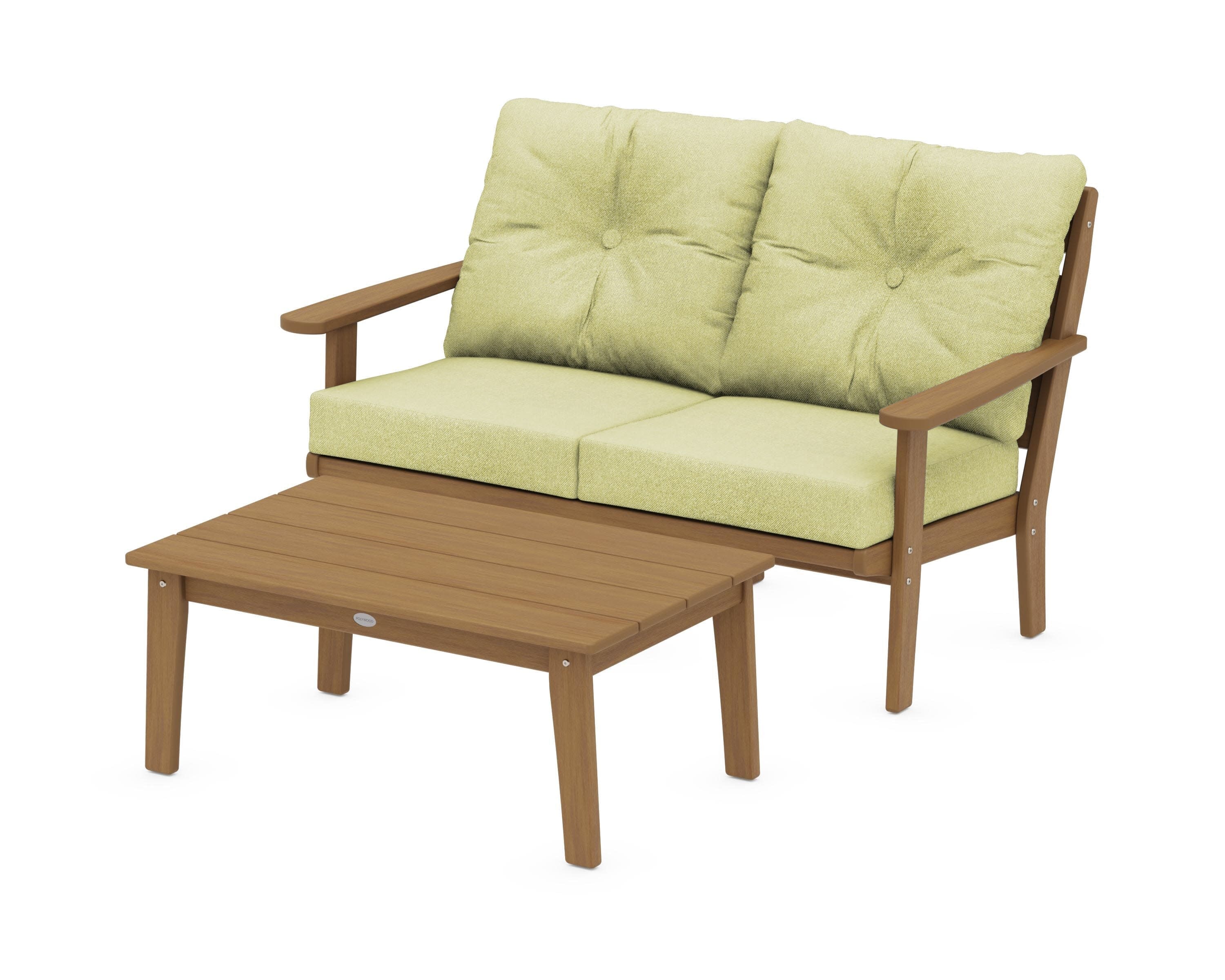 Lakeside 2-Piece Lounge Loveseat Set in Natural / Chartreuse Boucle