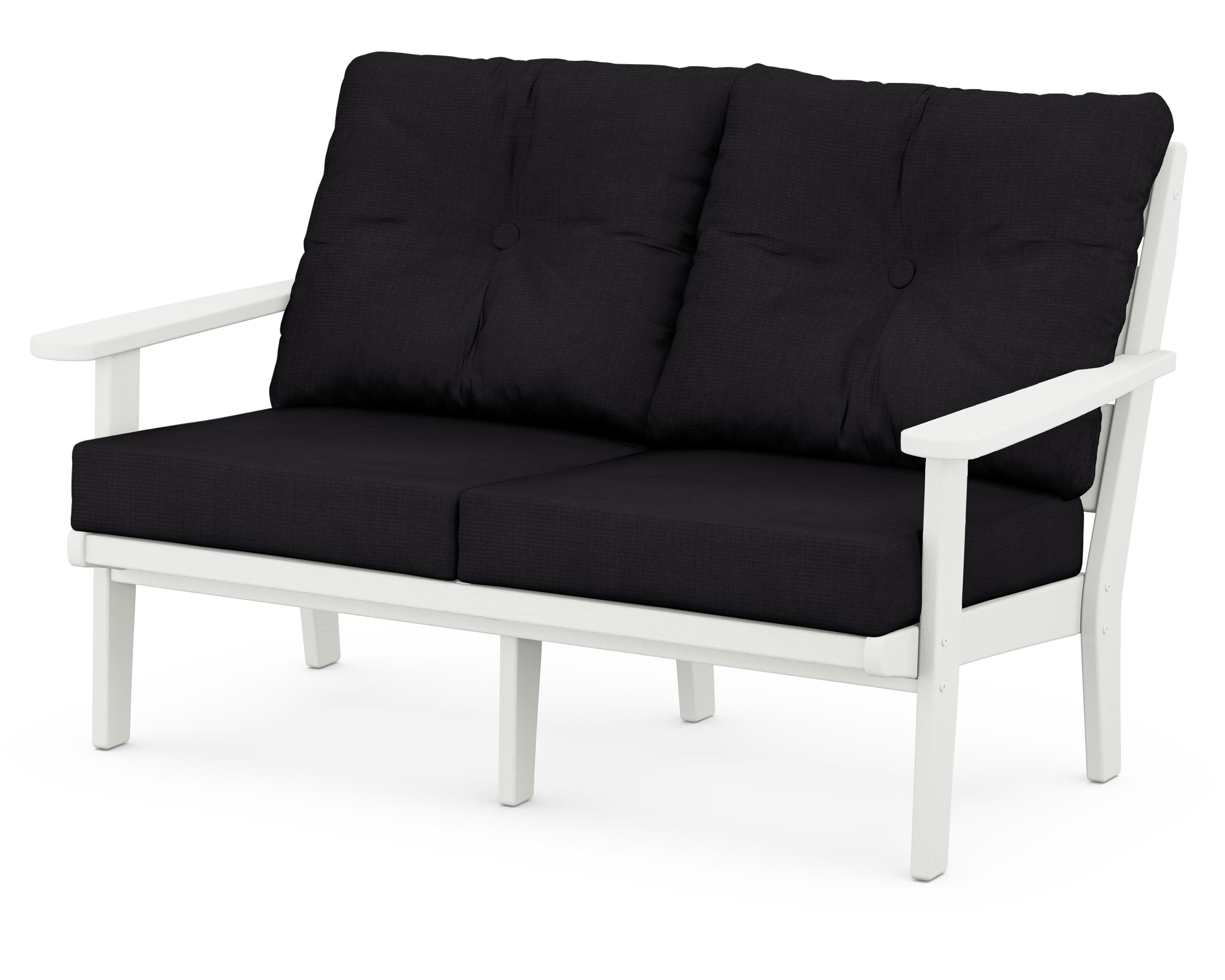 Lakeside Deep Seating Loveseat in Vintage White / Midnight Linen