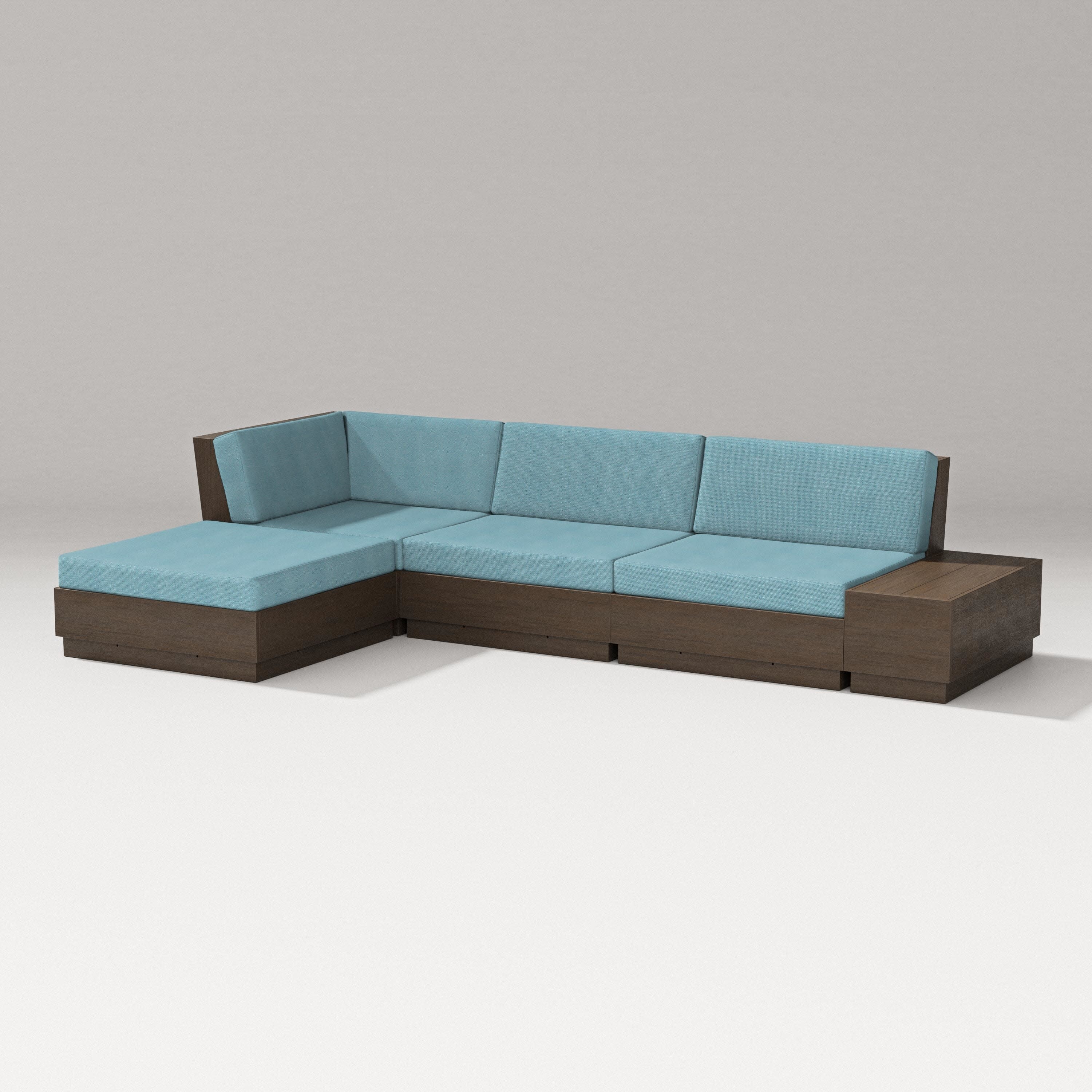 Elevate Chaise Sectional in Kona / Lattice Sky Blue