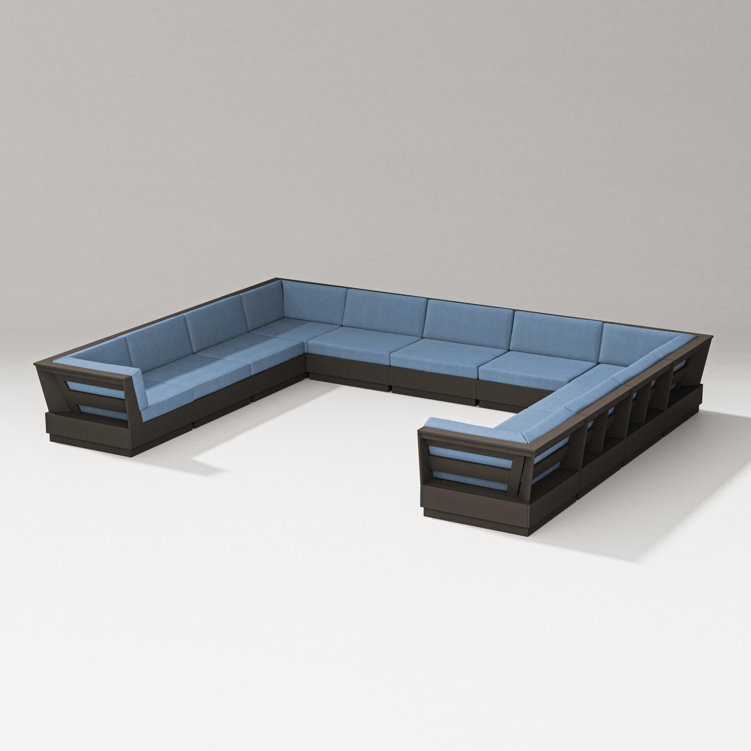 Elevate Large U-Shaped Sectional in Vintage Coffee / Sky Blue