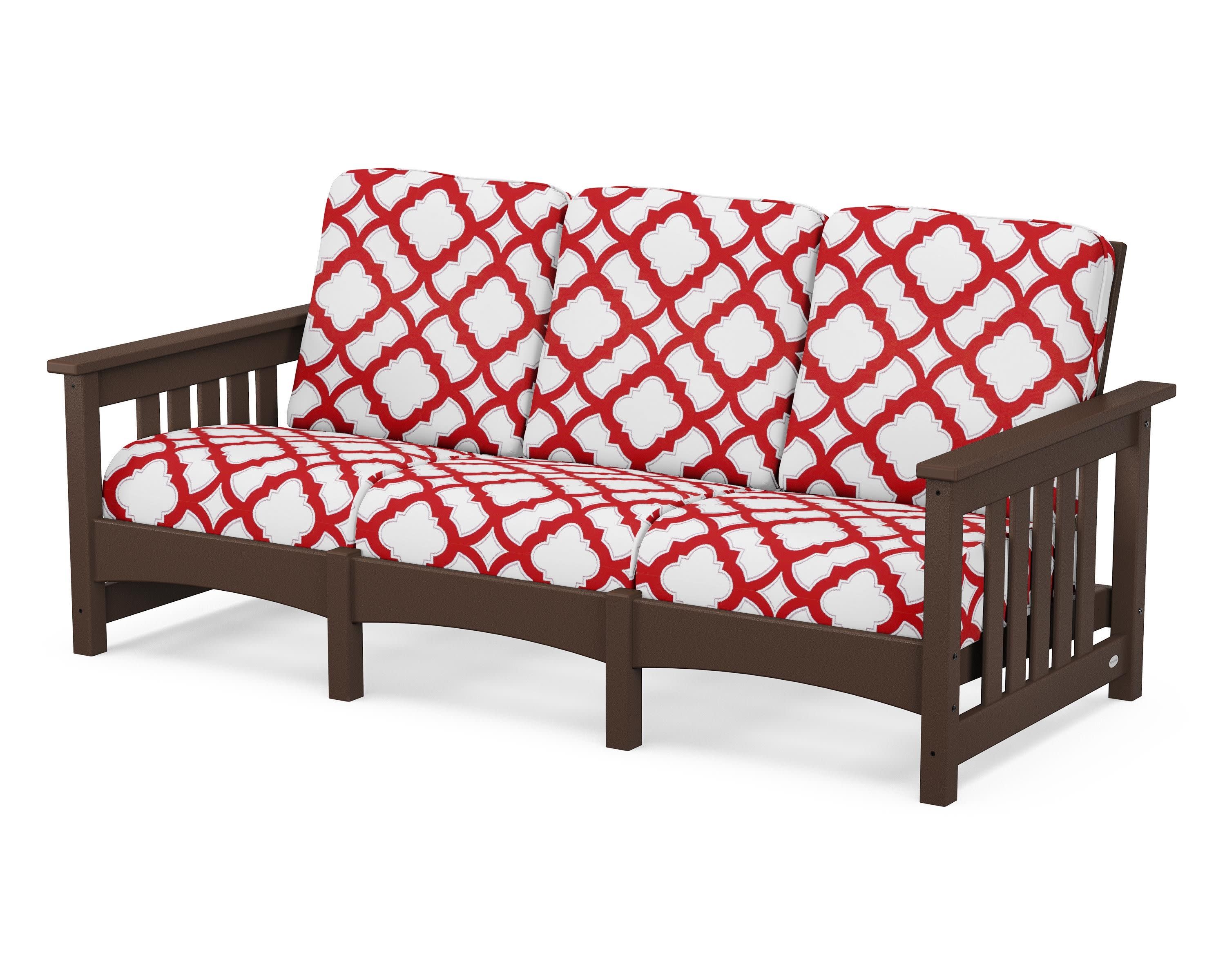 Club Mission Sofa in Mahogany / Trellis Crimson