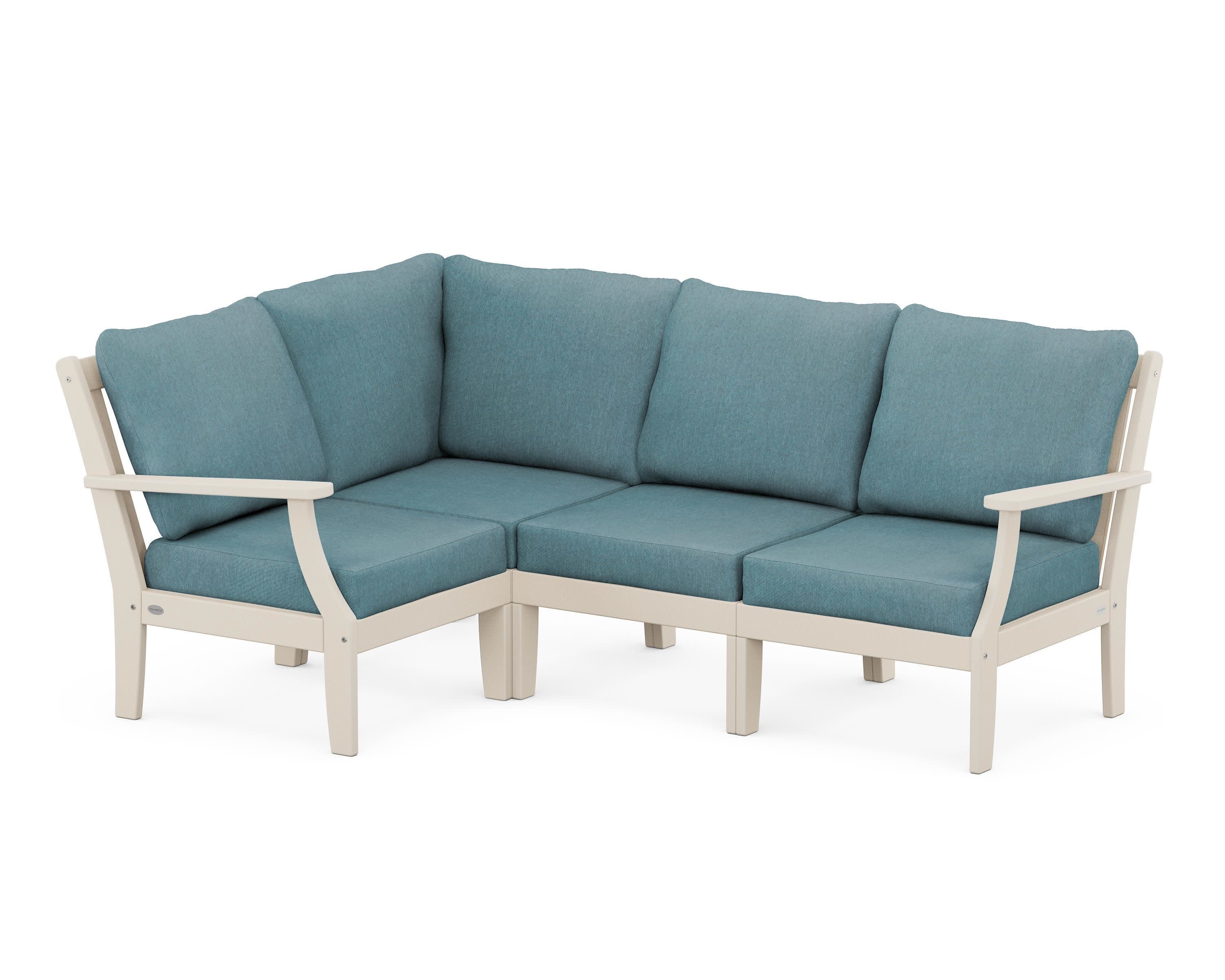 Braxton Modular 4-Piece Deep Seating Set in Sand / Ocean Teal