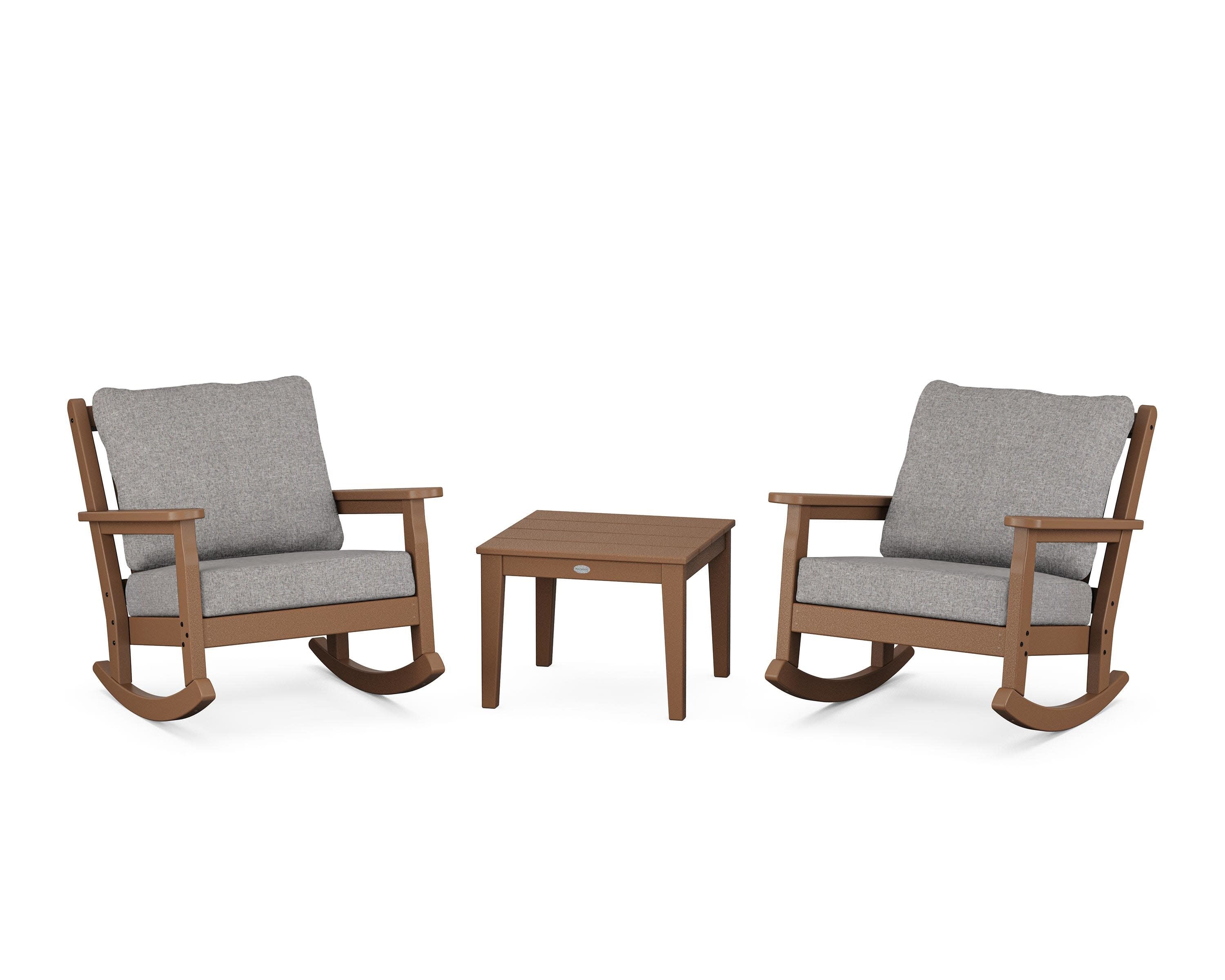 Chippendale 3-Piece Deep Seating Rocker Set in Teak / Grey Mist