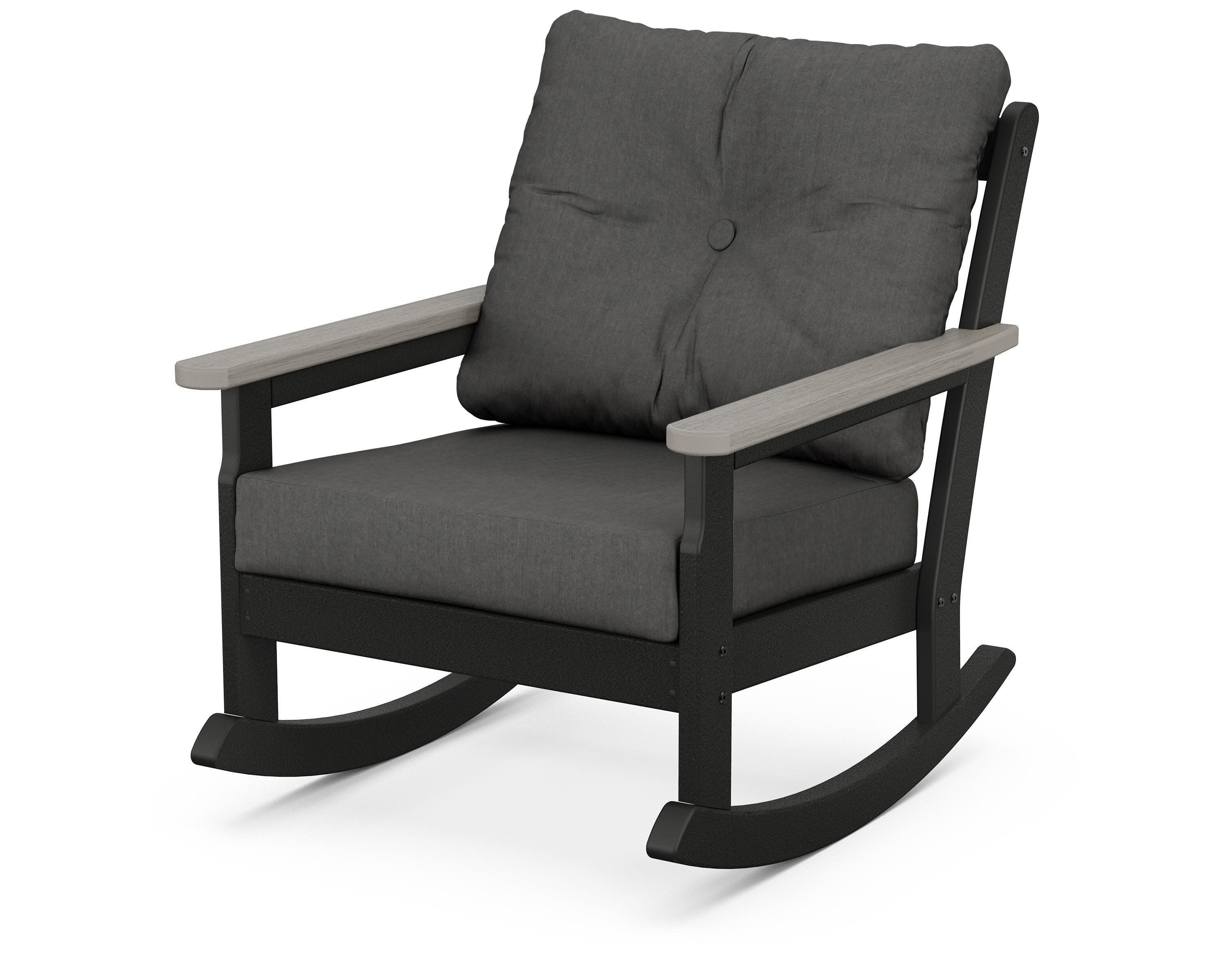 Vineyard Deep Seating Rocking Chair in Black / Driftwood / Spectrum Carbon