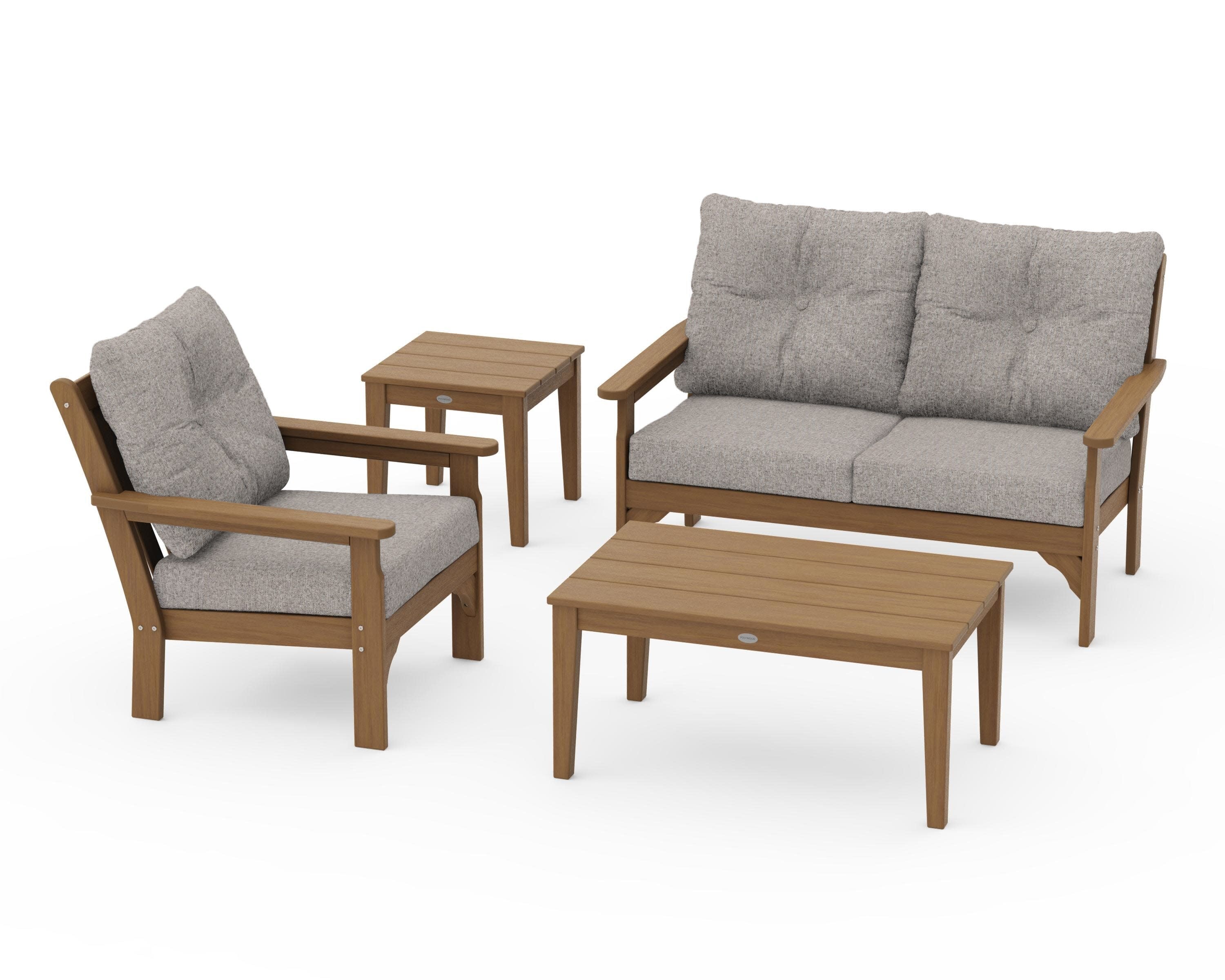 Vineyard 4-Piece Deep Seating Set in Natural / Weathered Tweed