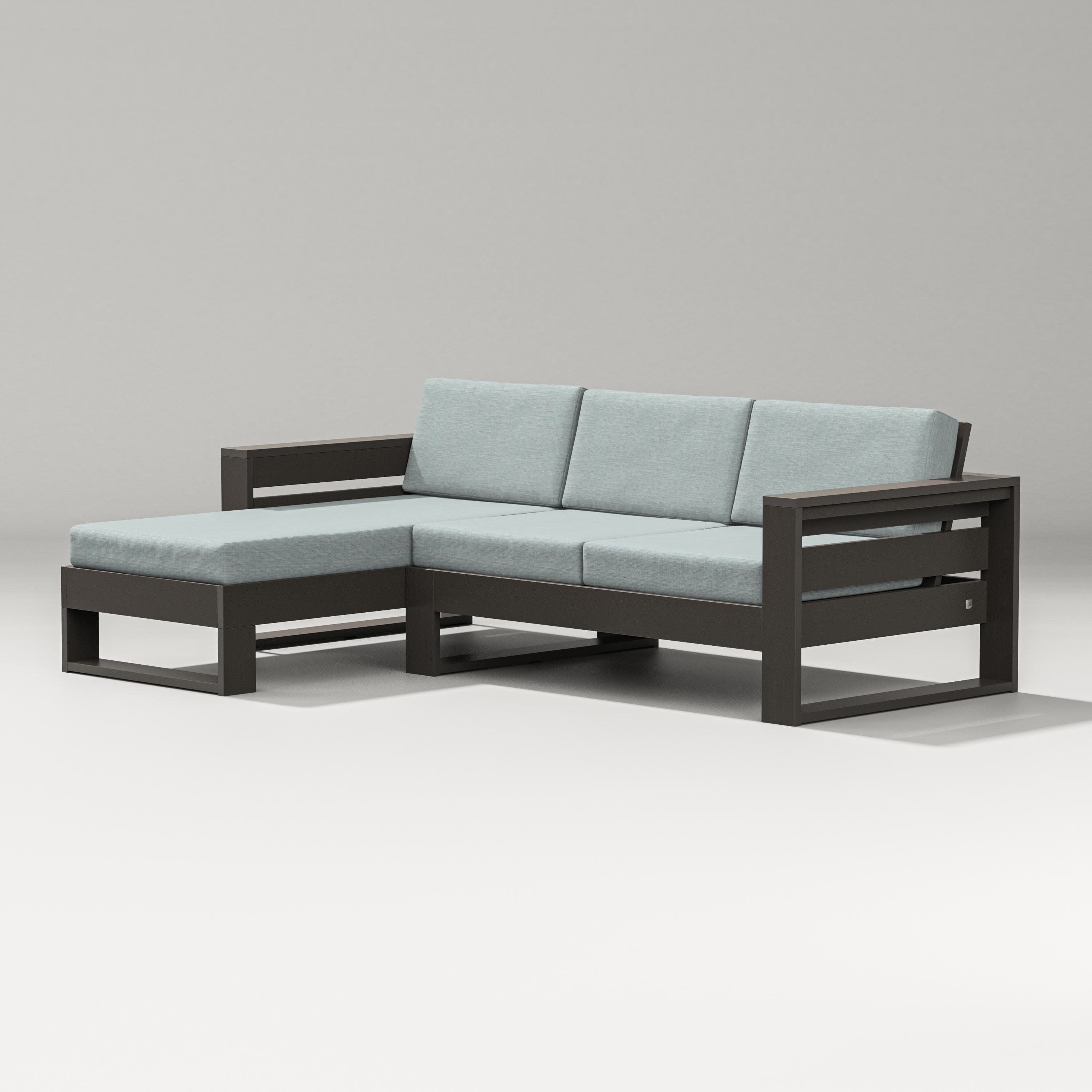Latitude Left Chaise Sectional in Vintage Coffee / Soothe Mist