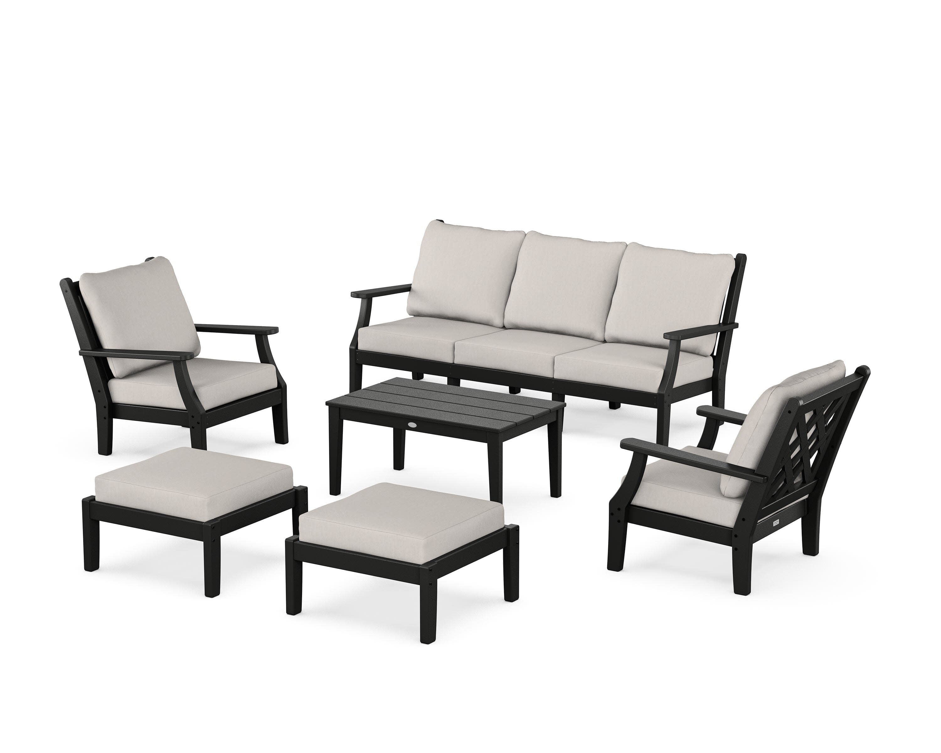 Wovendale 6-Piece Lounge Sofa Set in Black / Cast Ash