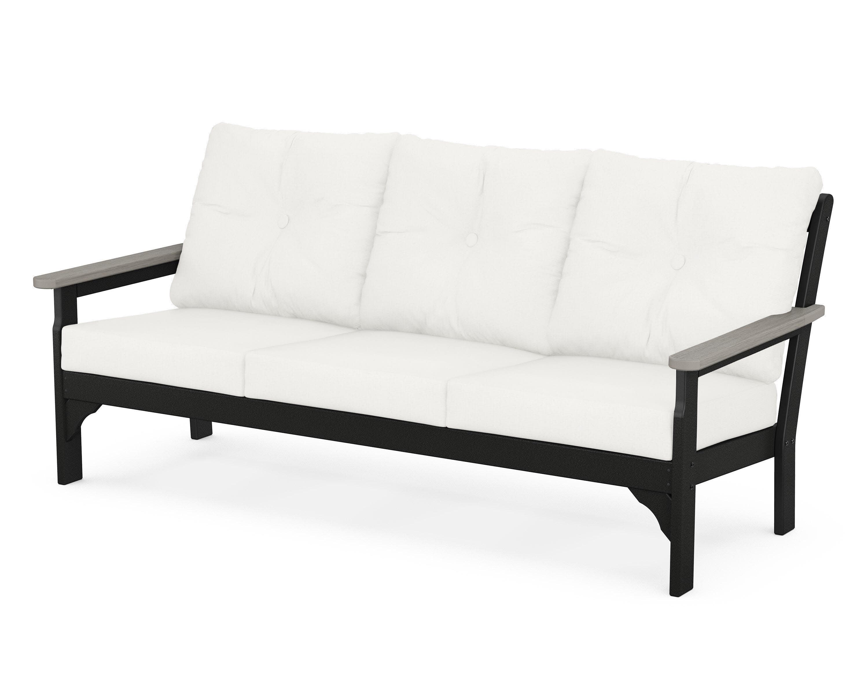 Vineyard Deep Seating Sofa in Black / Driftwood / Natural Linen