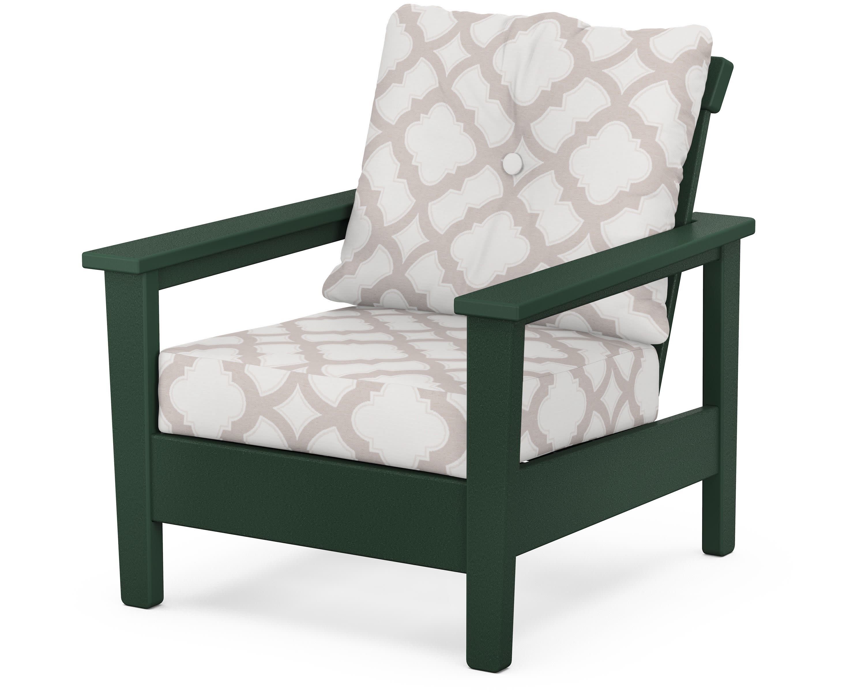 Prescott Deep Seating Chair in Green / Trellis Dune Burlap