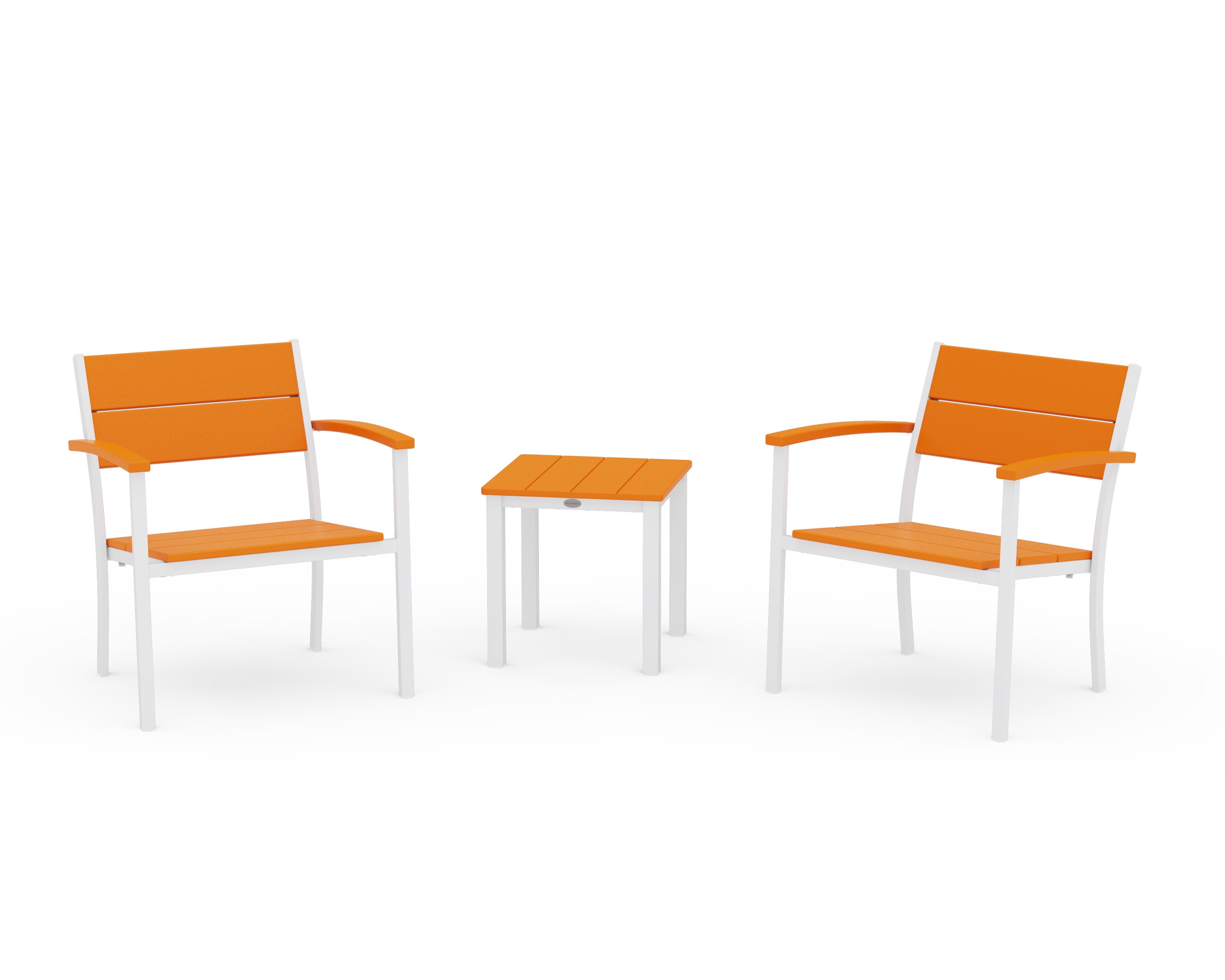 Main Street 3-Piece Lounge Chair Set in White / Tangerine