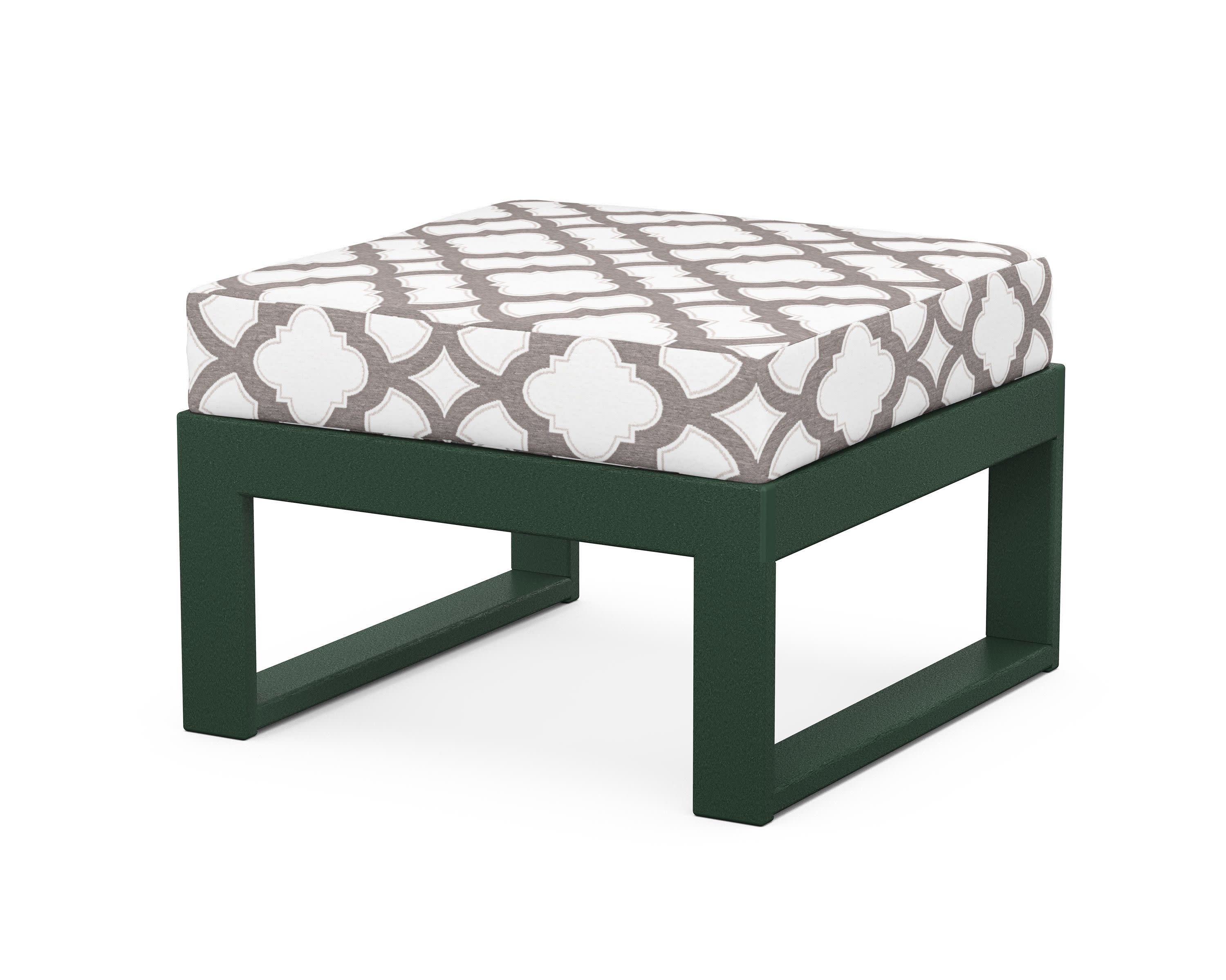 Modular Ottoman - Modern in Green / Trellis Grey Mist