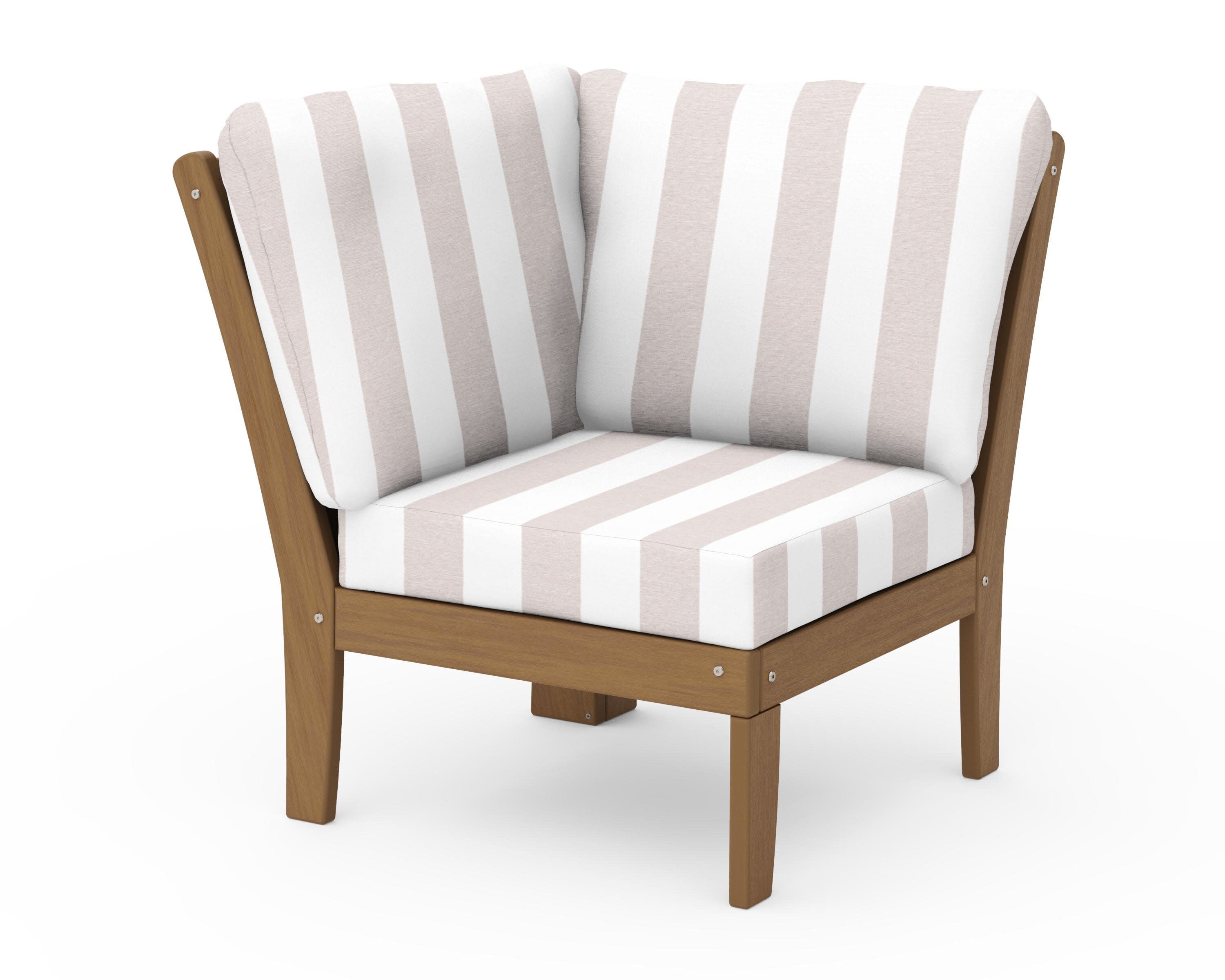 Braxton Modular Corner Chair in Natural / Cabana Stripe Dune Burlap