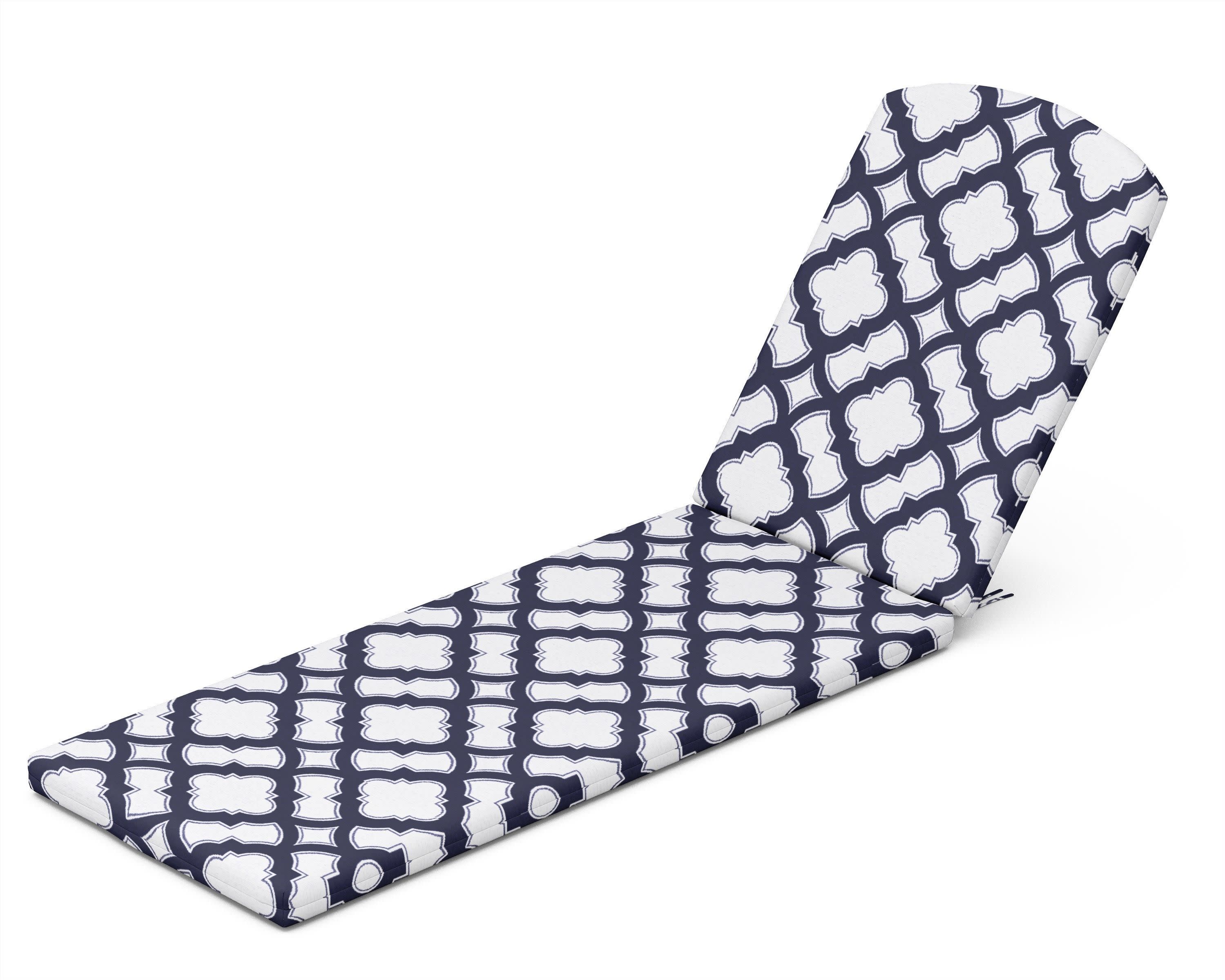 Chaise Cushion in Trellis Navy