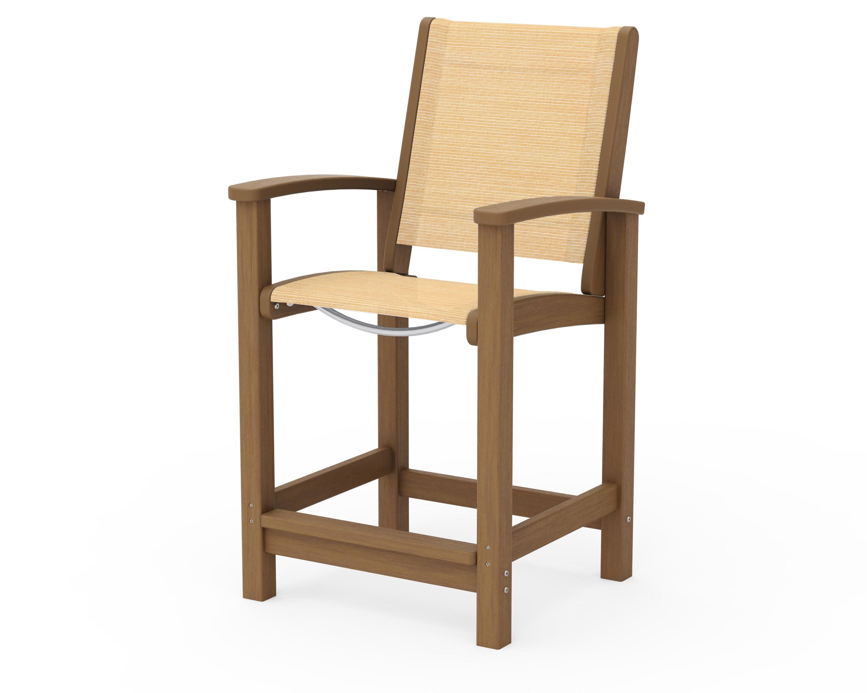 Coastal Counter Chair in Natural / Dupioni Apricot Sling