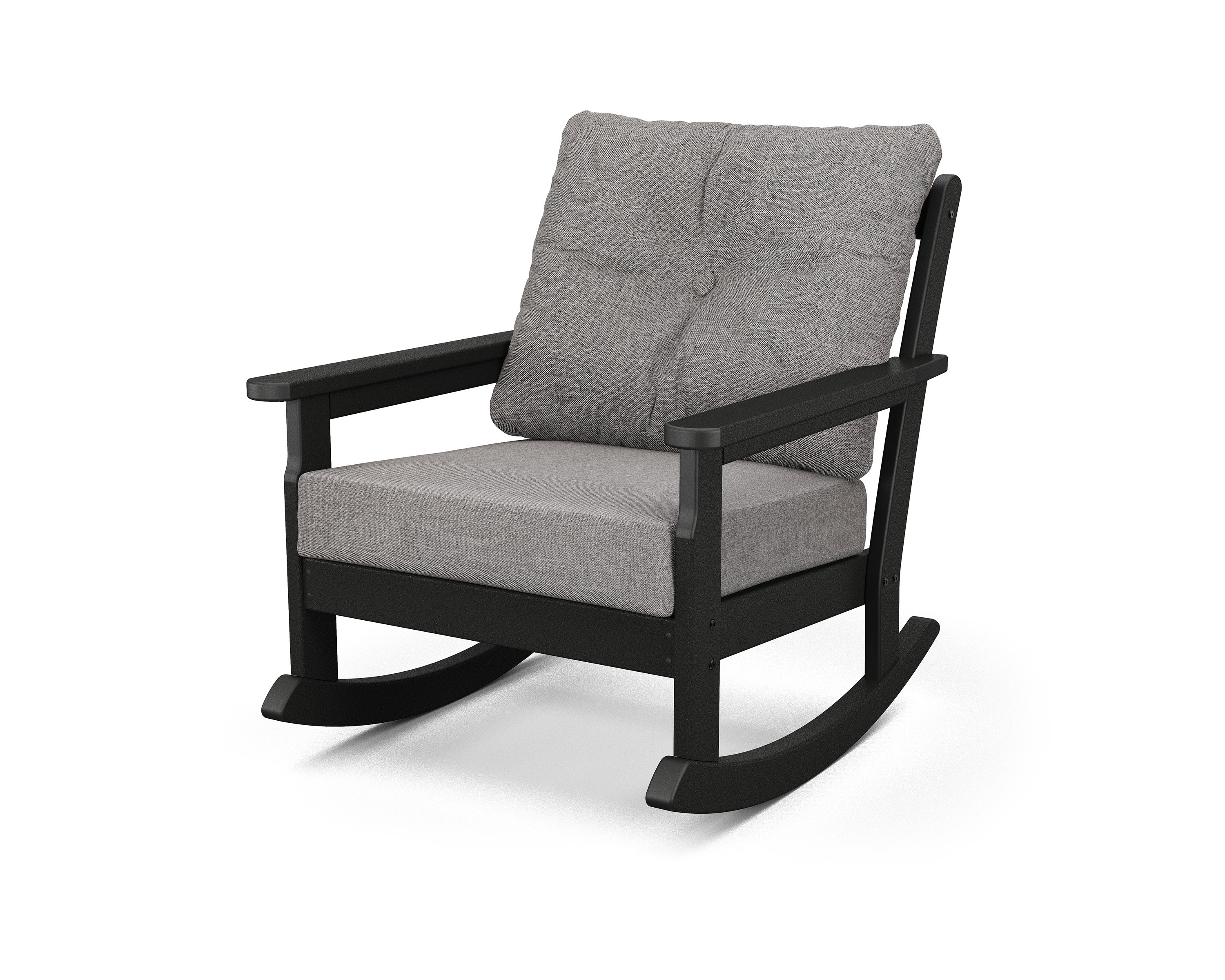 Vineyard Deep Seating Rocking Chair in Black / Grey Mist