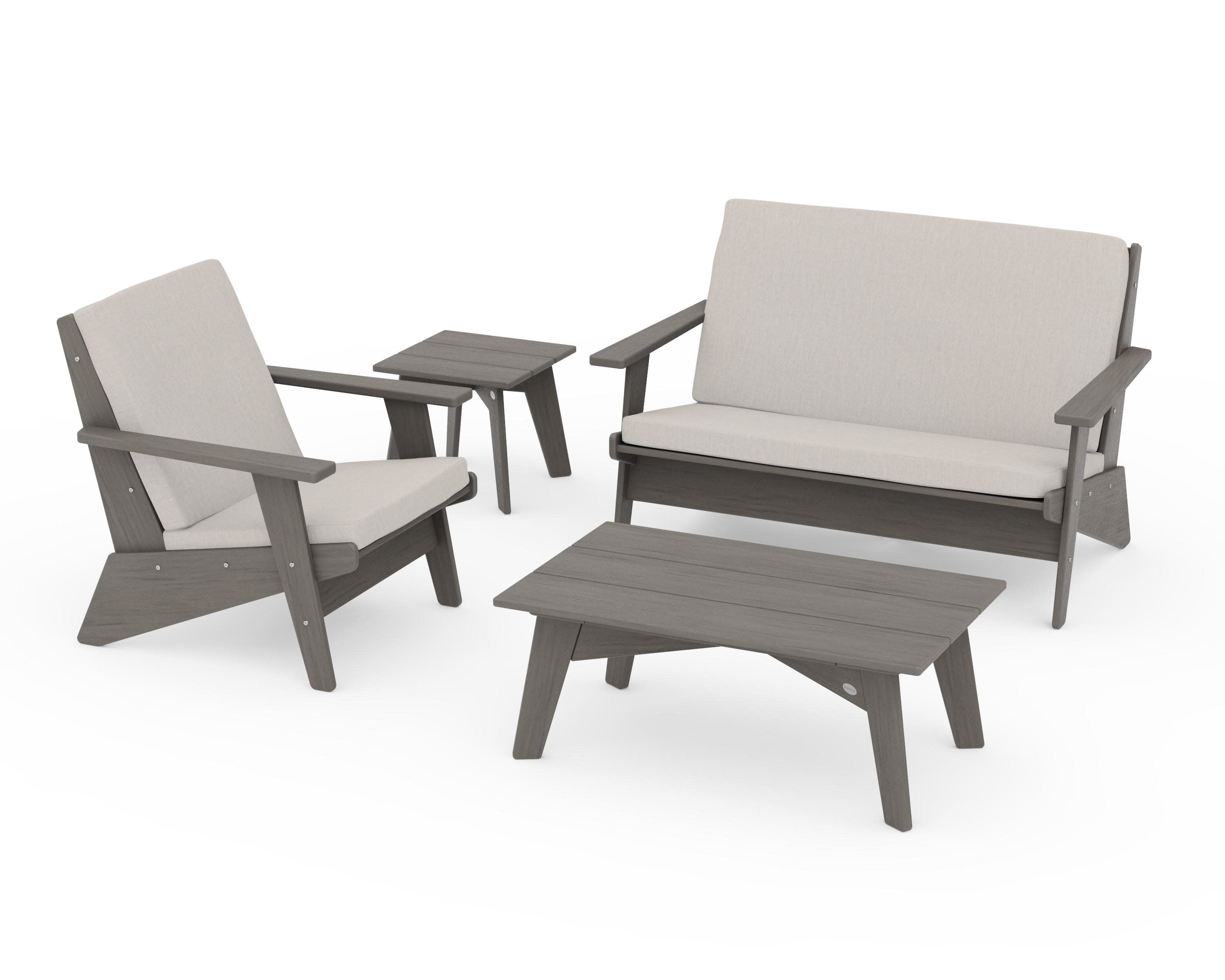 Riviera Modern Lounge 4-Piece Set in Driftwood / Cast Ash