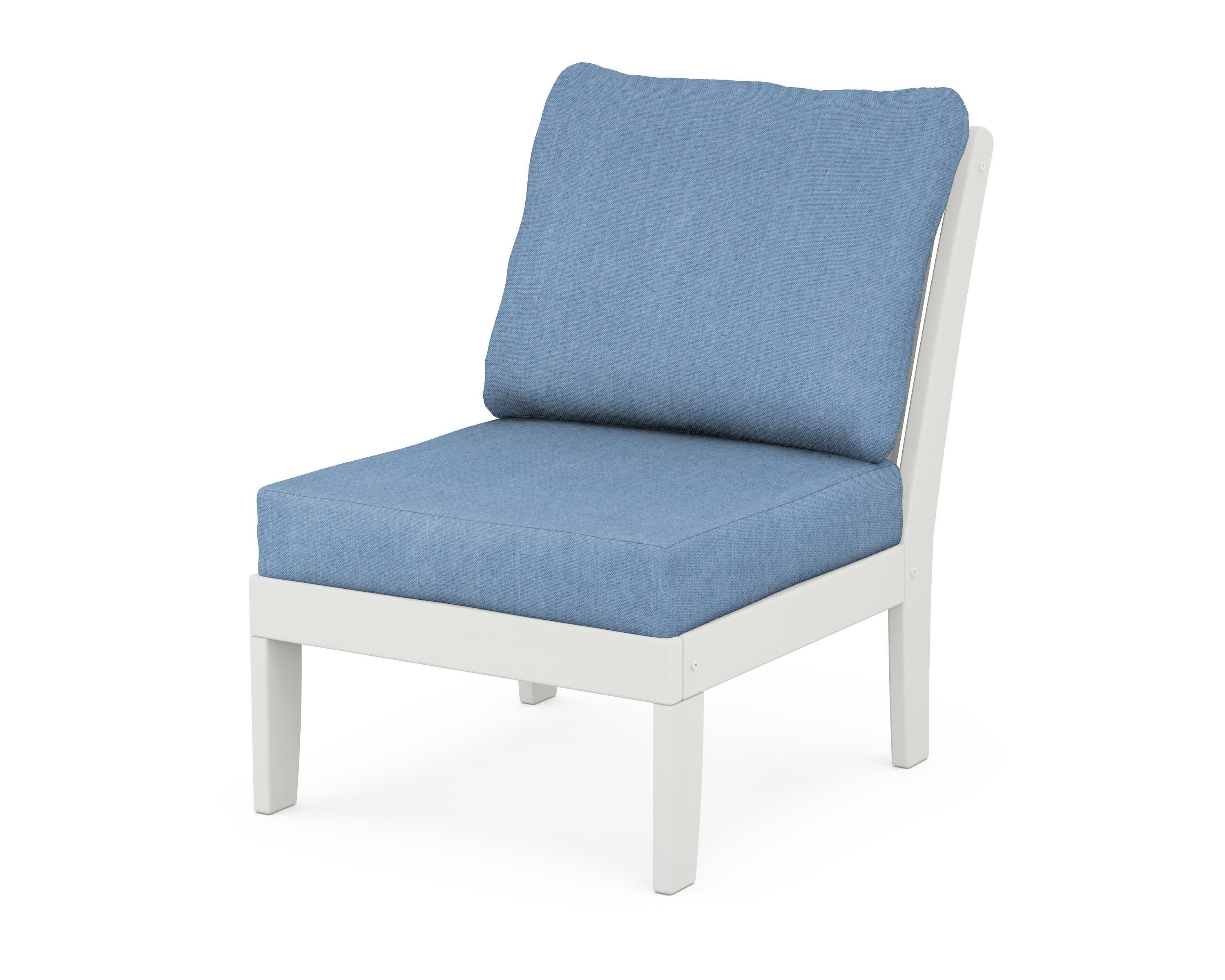 Braxton Modular Armless Chair in Vintage White / Sky Blue