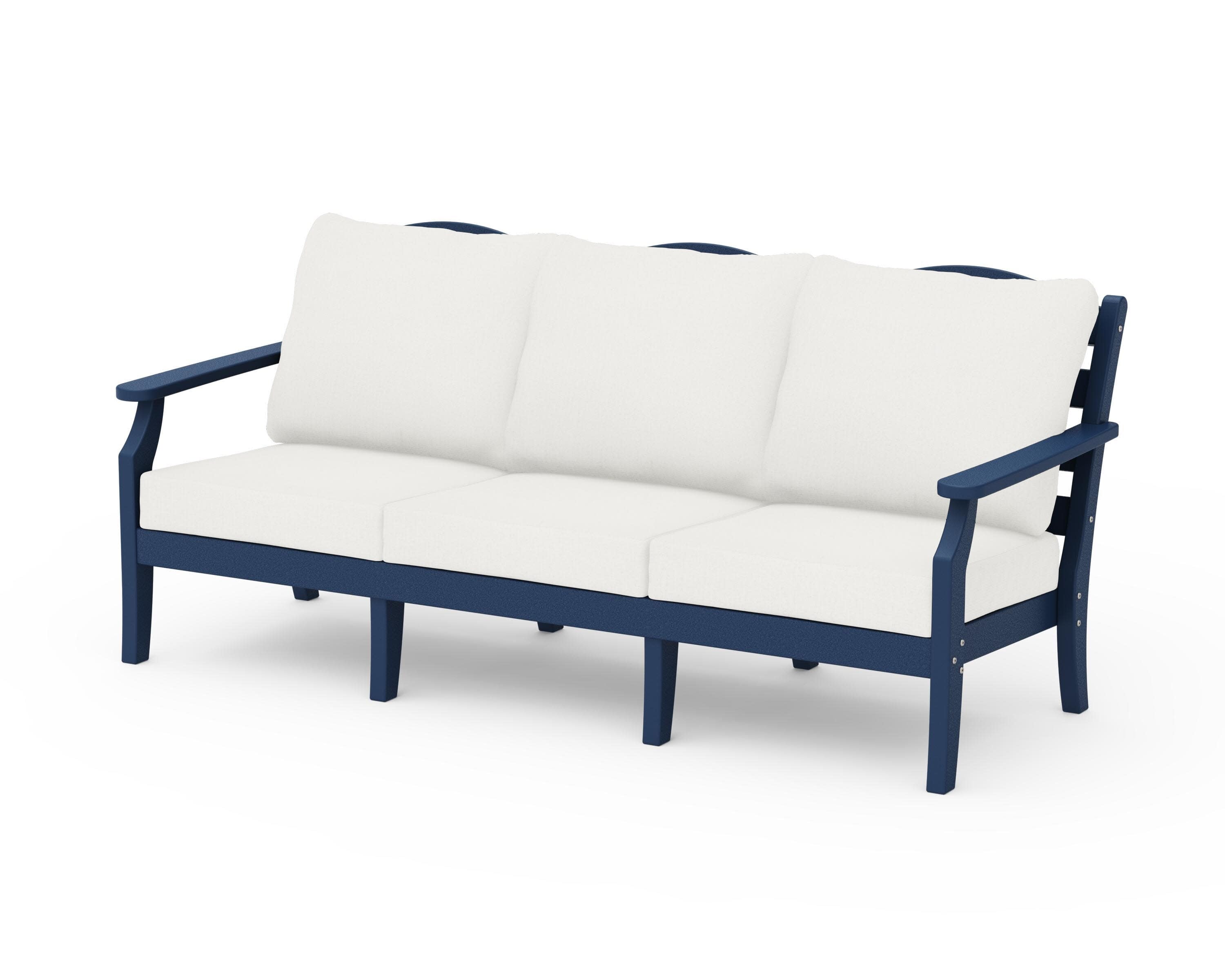 Savannah Deep Seating Sofa in Navy / Natural Linen