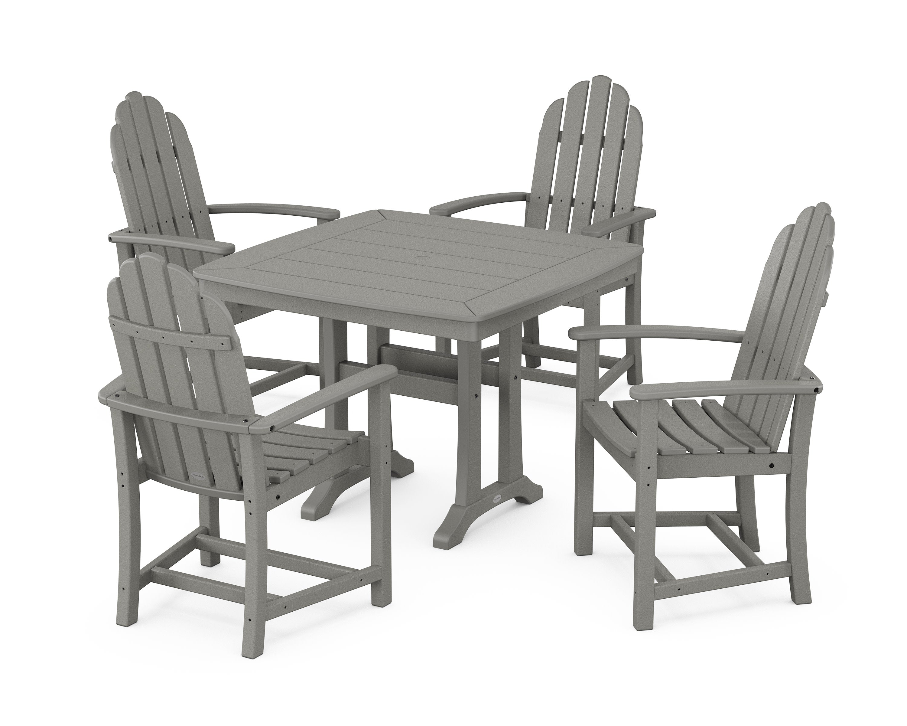 Classic Adirondack 5-Piece Dining Set with Trestle Legs in Slate Grey