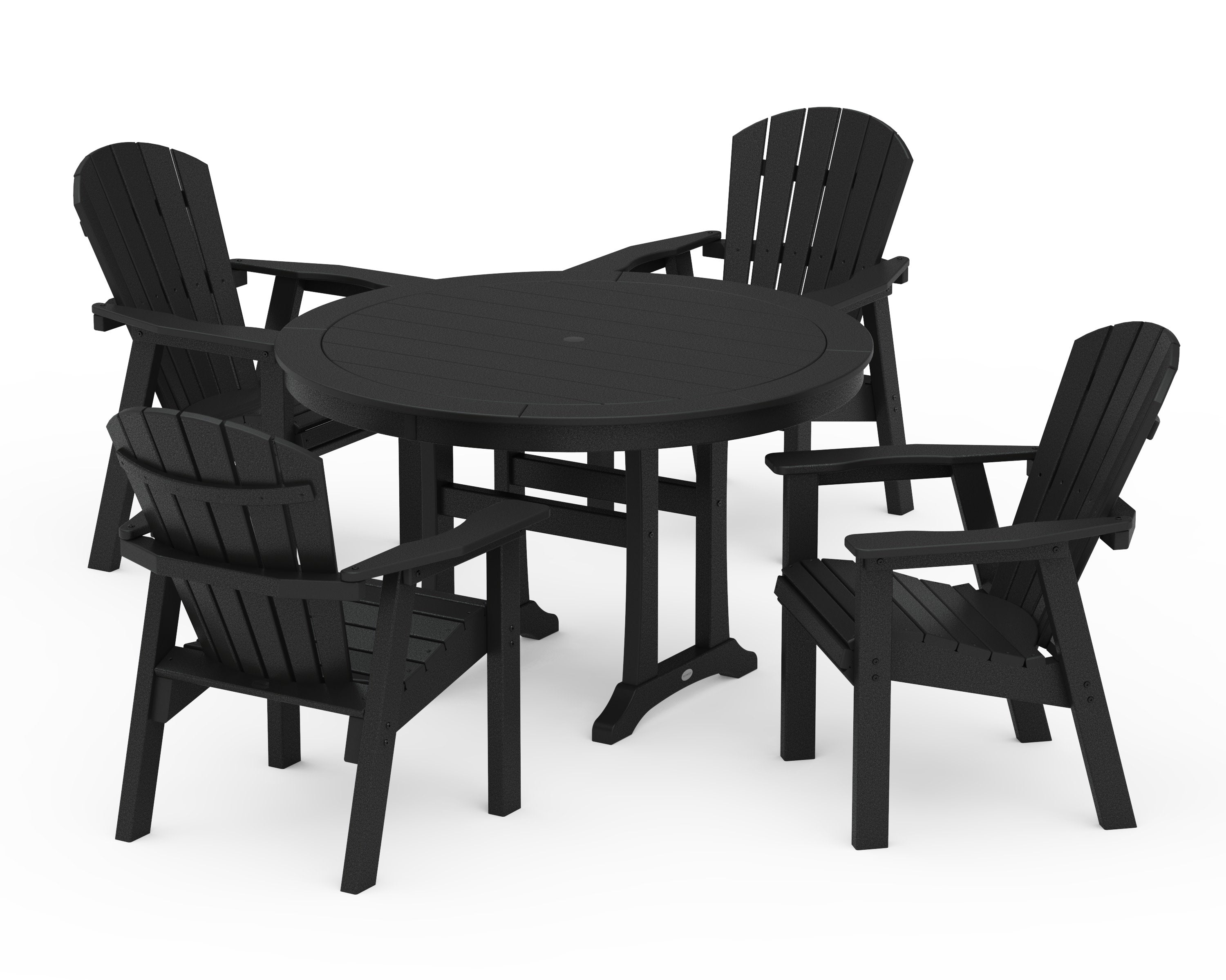 Seashell 5-Piece Round Dining Set with Trestle Legs in Black