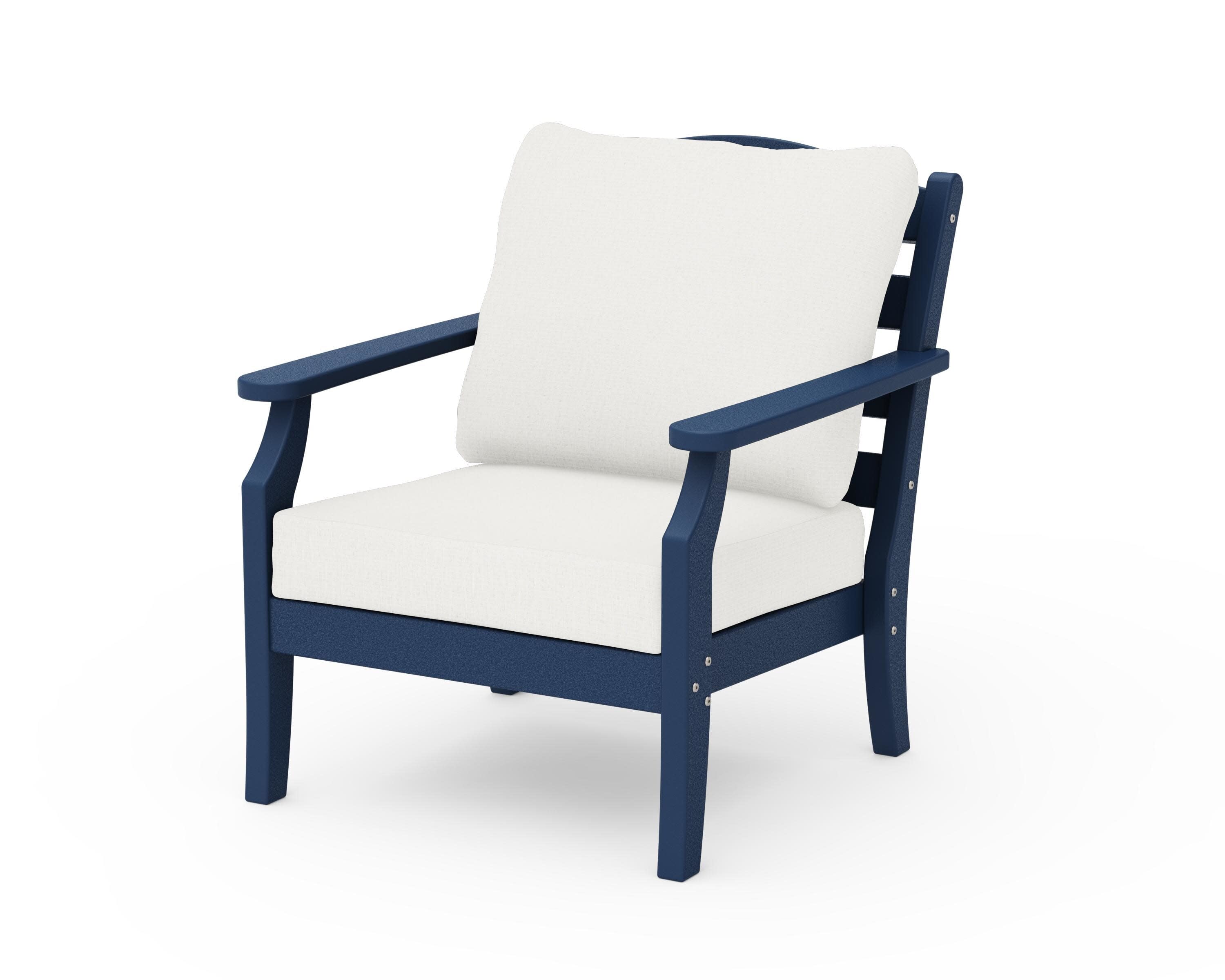 Savannah Deep Seating Chair in Navy / Natural Linen