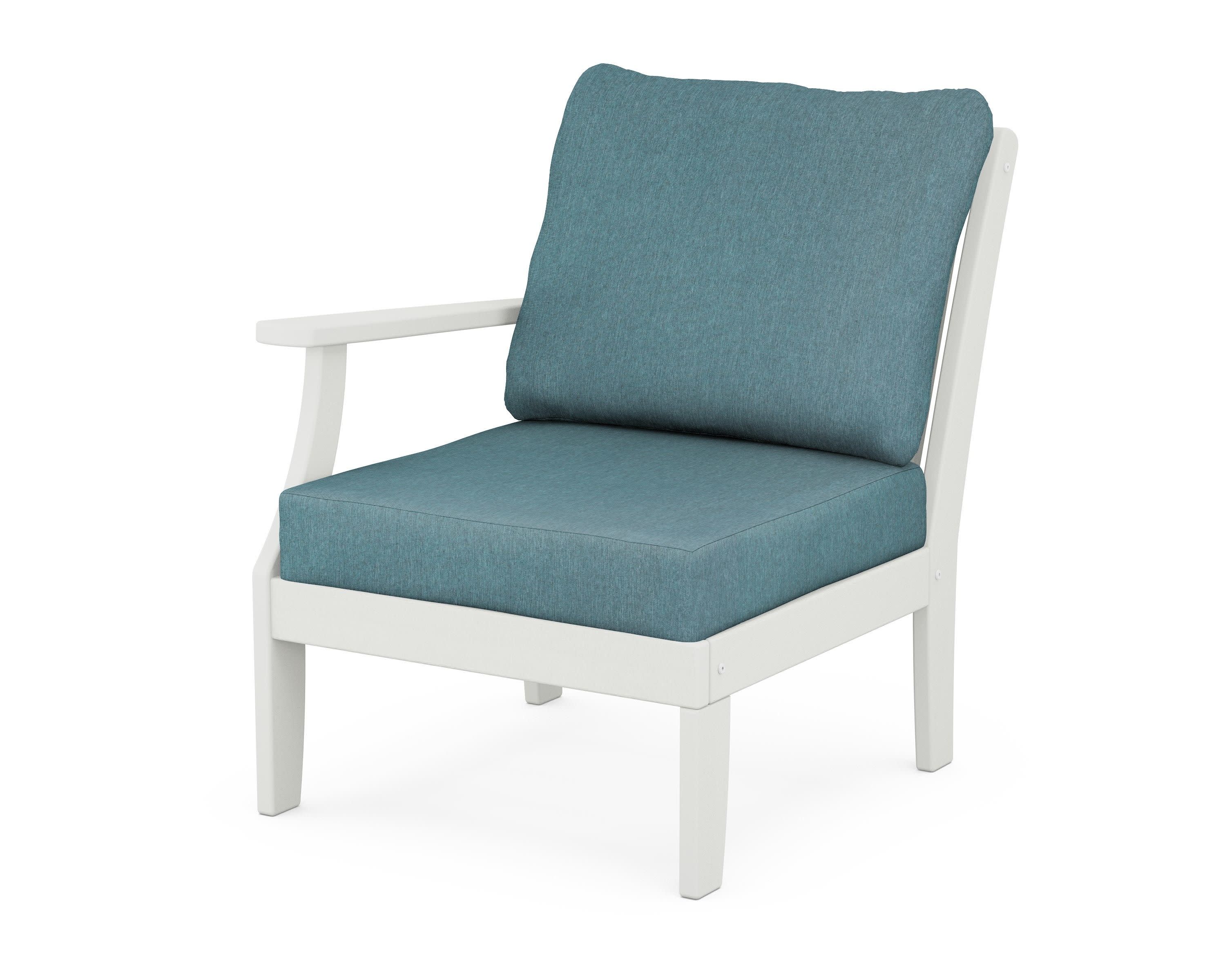 Braxton Modular Left Arm Chair in Vintage White / Ocean Teal