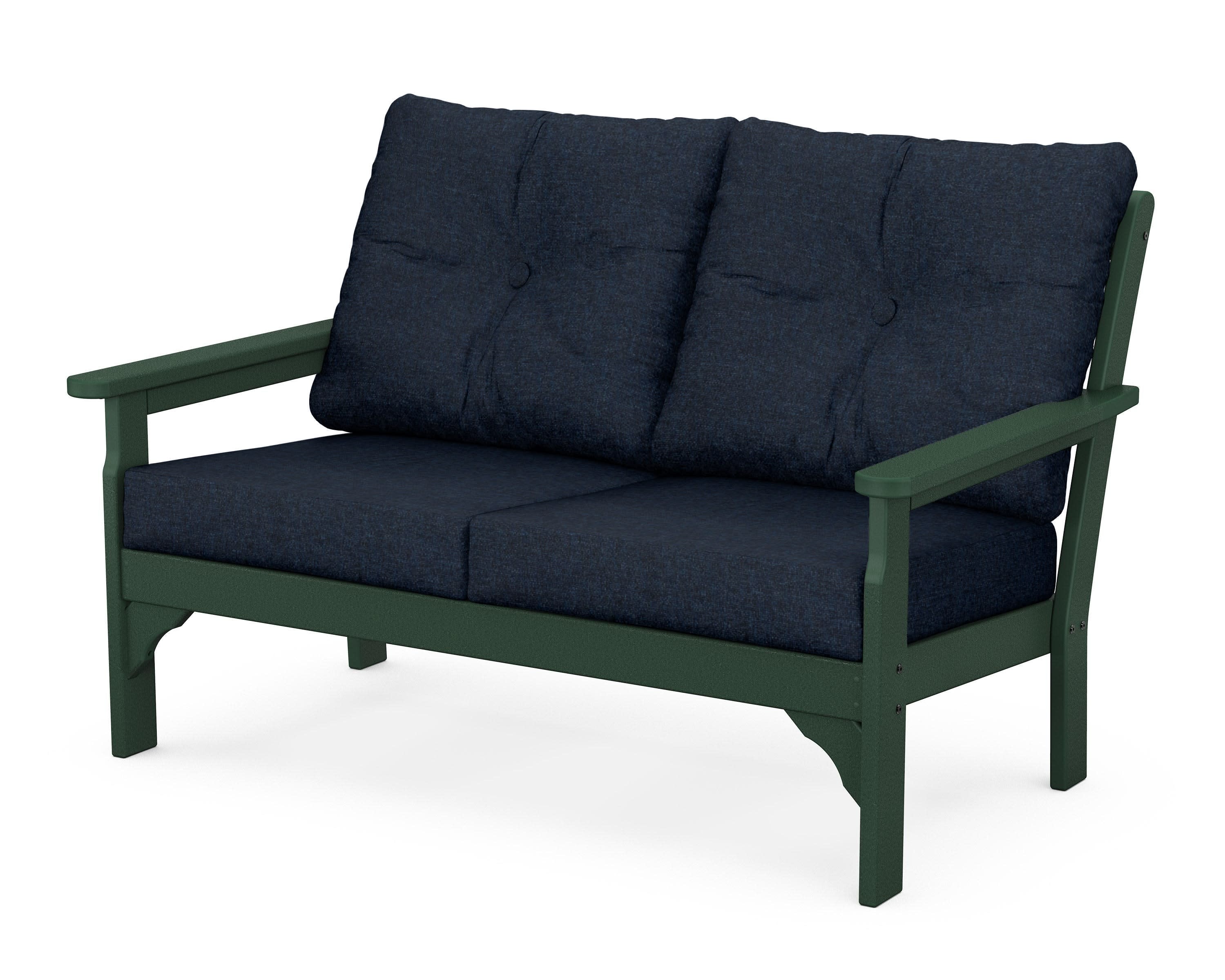 Vineyard Deep Seating Loveseat in Green / Marine Indigo