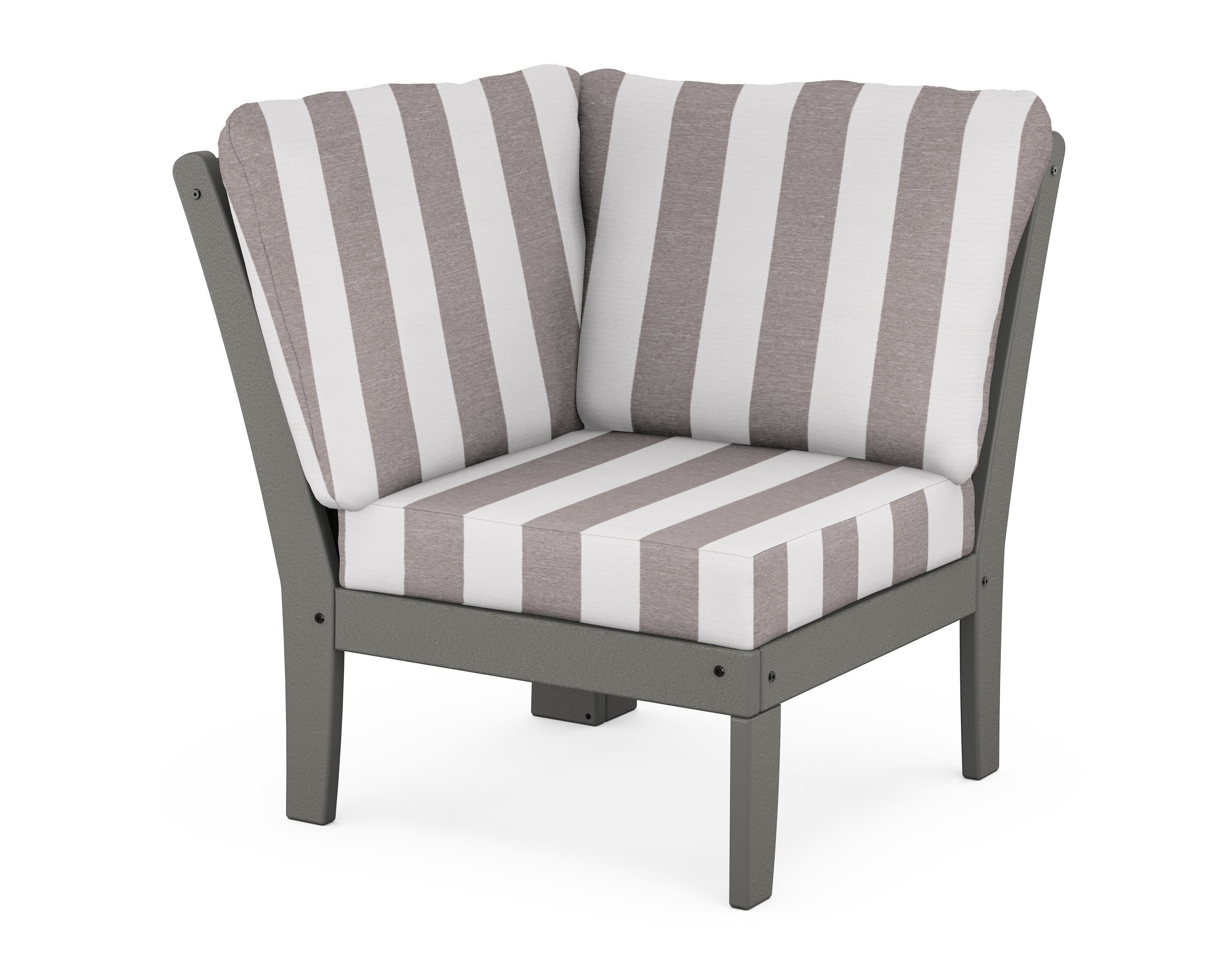 Braxton Modular Corner Chair in Slate Grey / Cabana Stripe Grey Mist