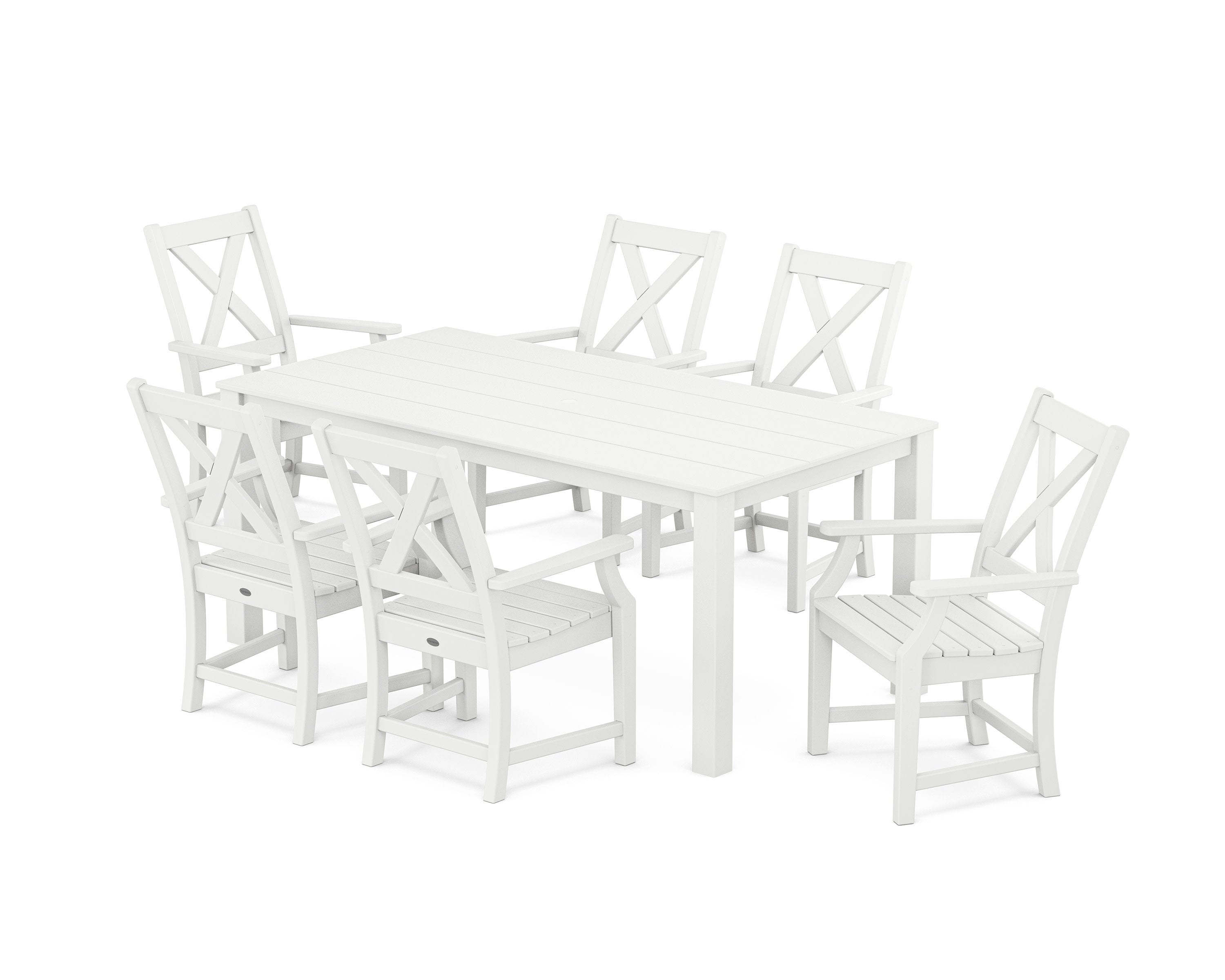 Braxton Arm Chair 7-Piece Parsons Dining Set in White