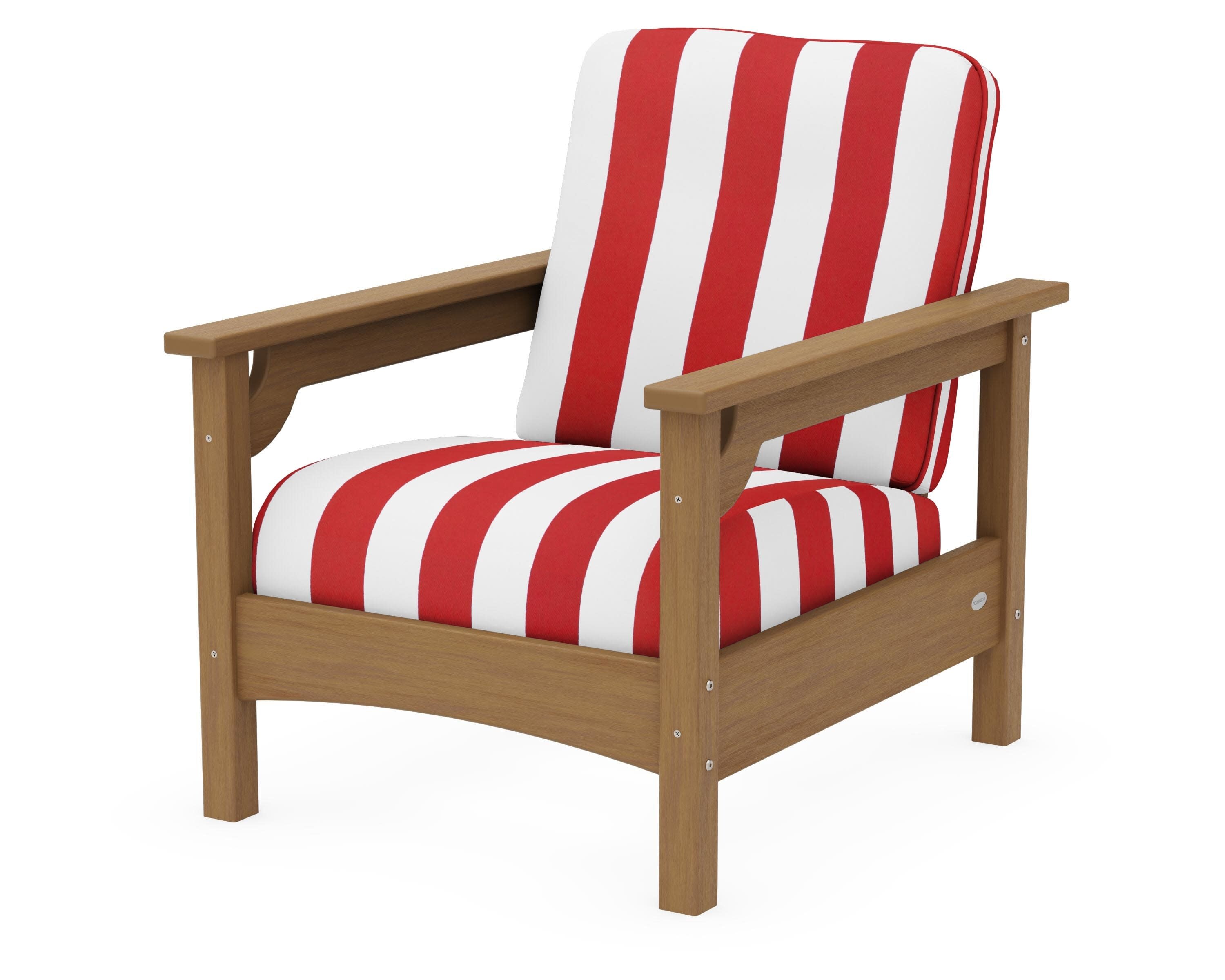 Club Chair in Natural / Cabana Stripe Crimson