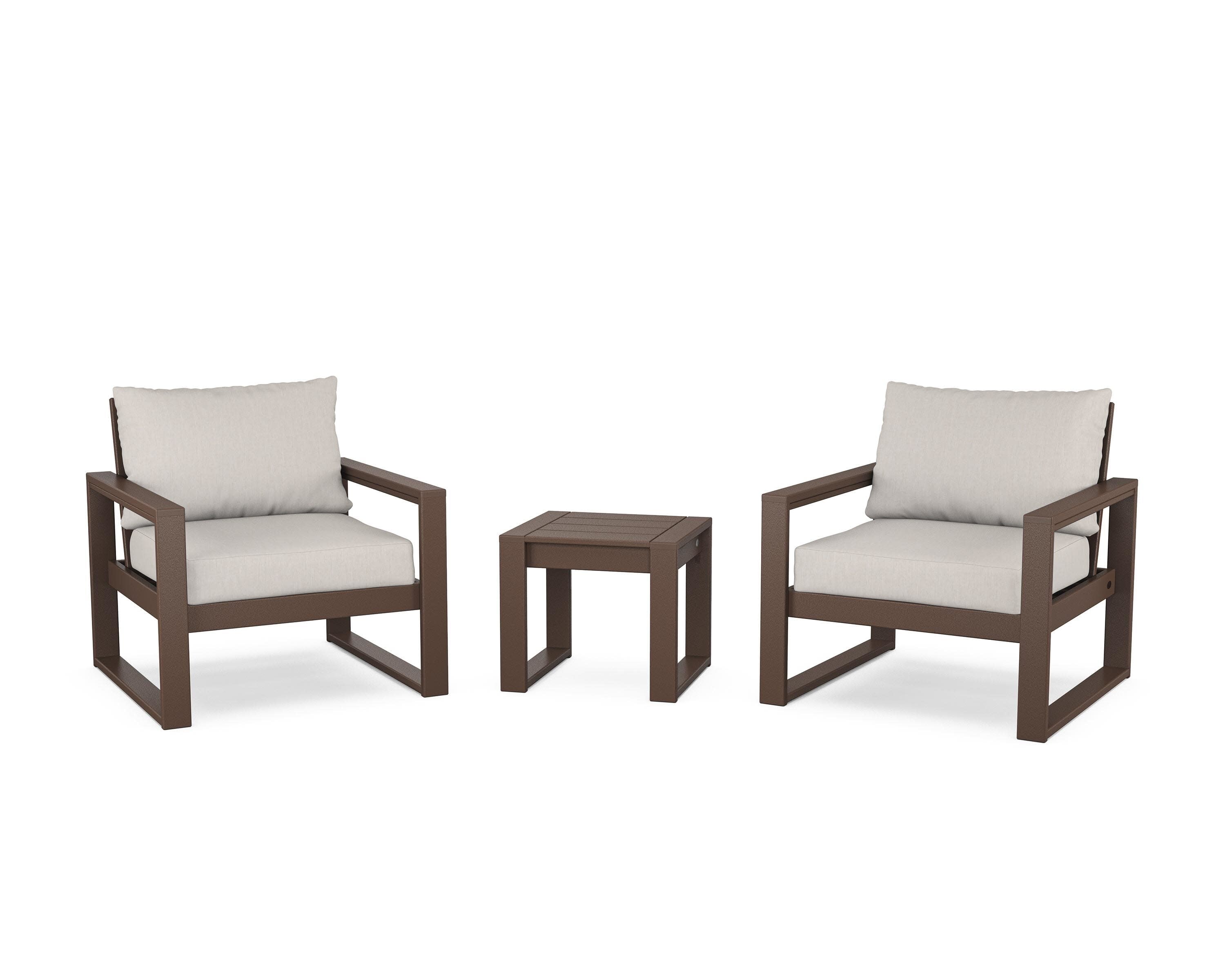 EDGE Sectional 3-Piece Deep Seating Set in Mahogany / Cast Ash