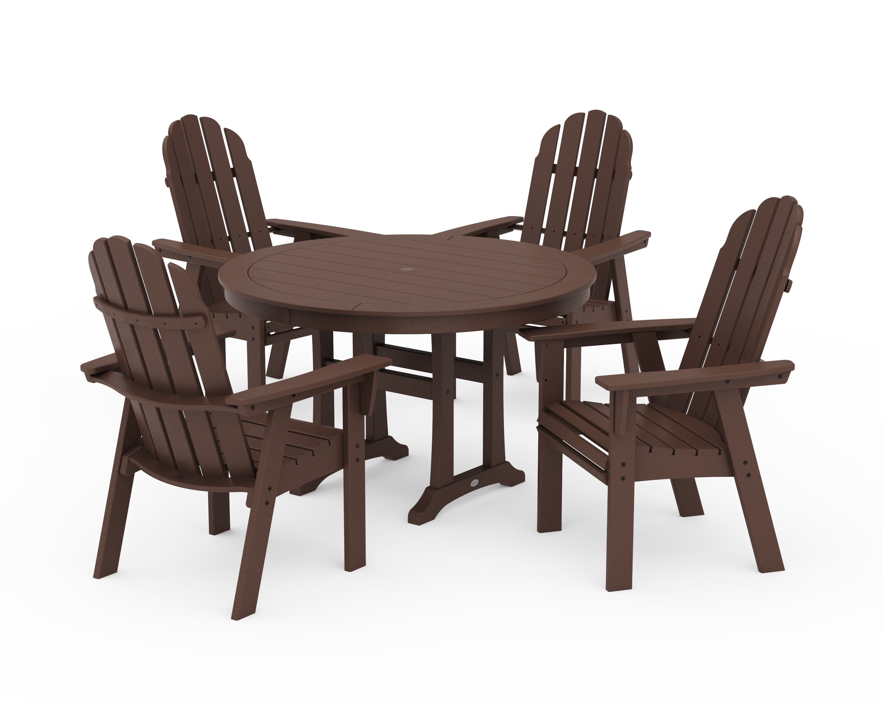 Vineyard Curveback Adirondack 5-Piece Nautical Trestle Dining Set in Mahogany