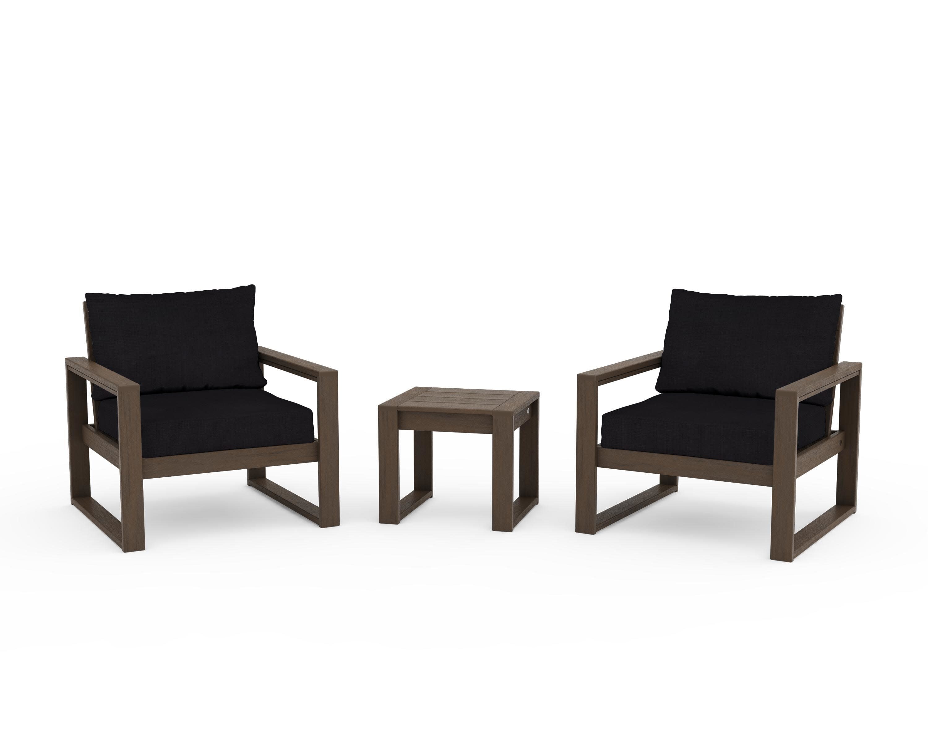 EDGE Sectional 3-Piece Deep Seating Set in Kona / Midnight Linen