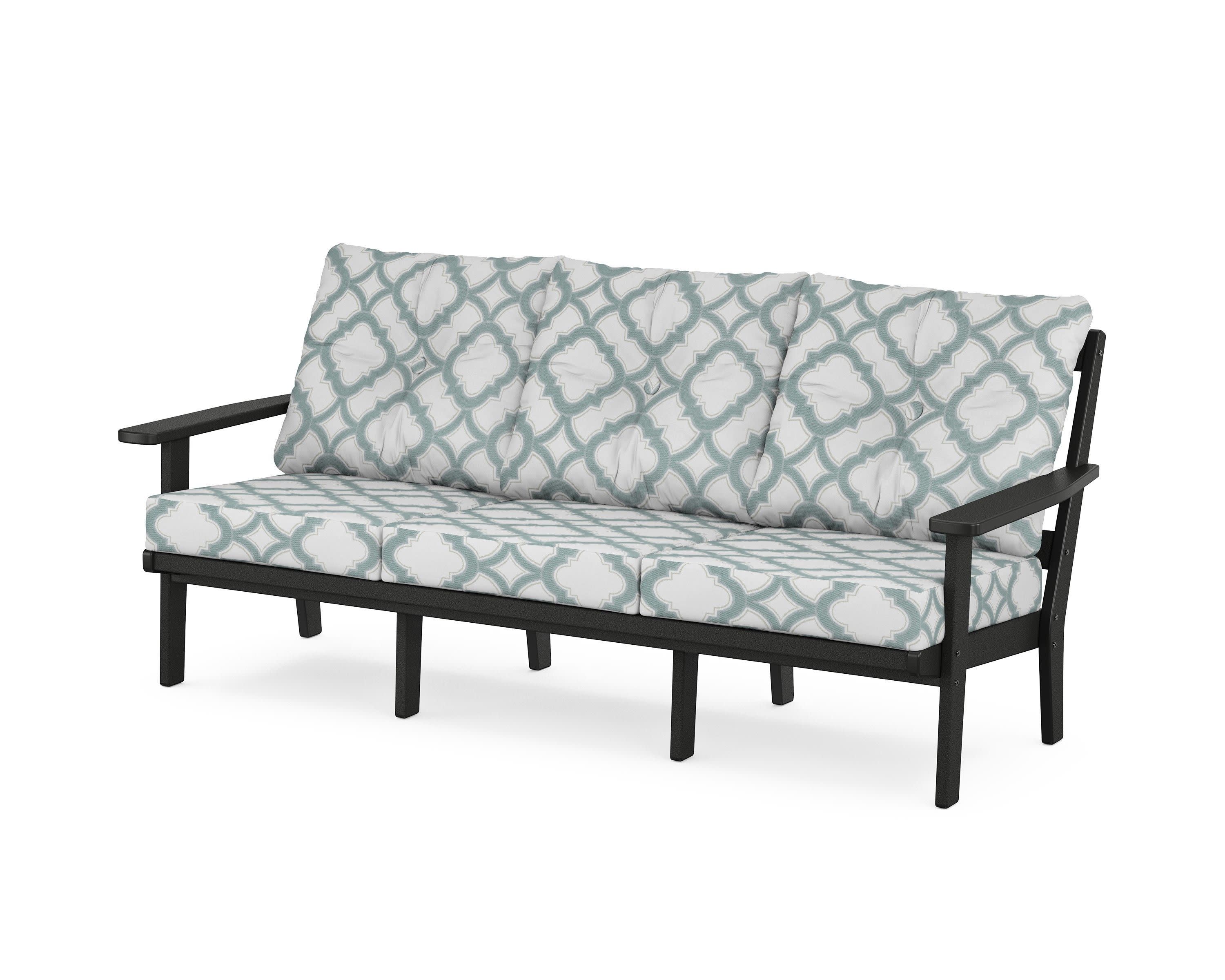 Oxford Deep Seating Sofa in Black / Trellis Glacier Spa