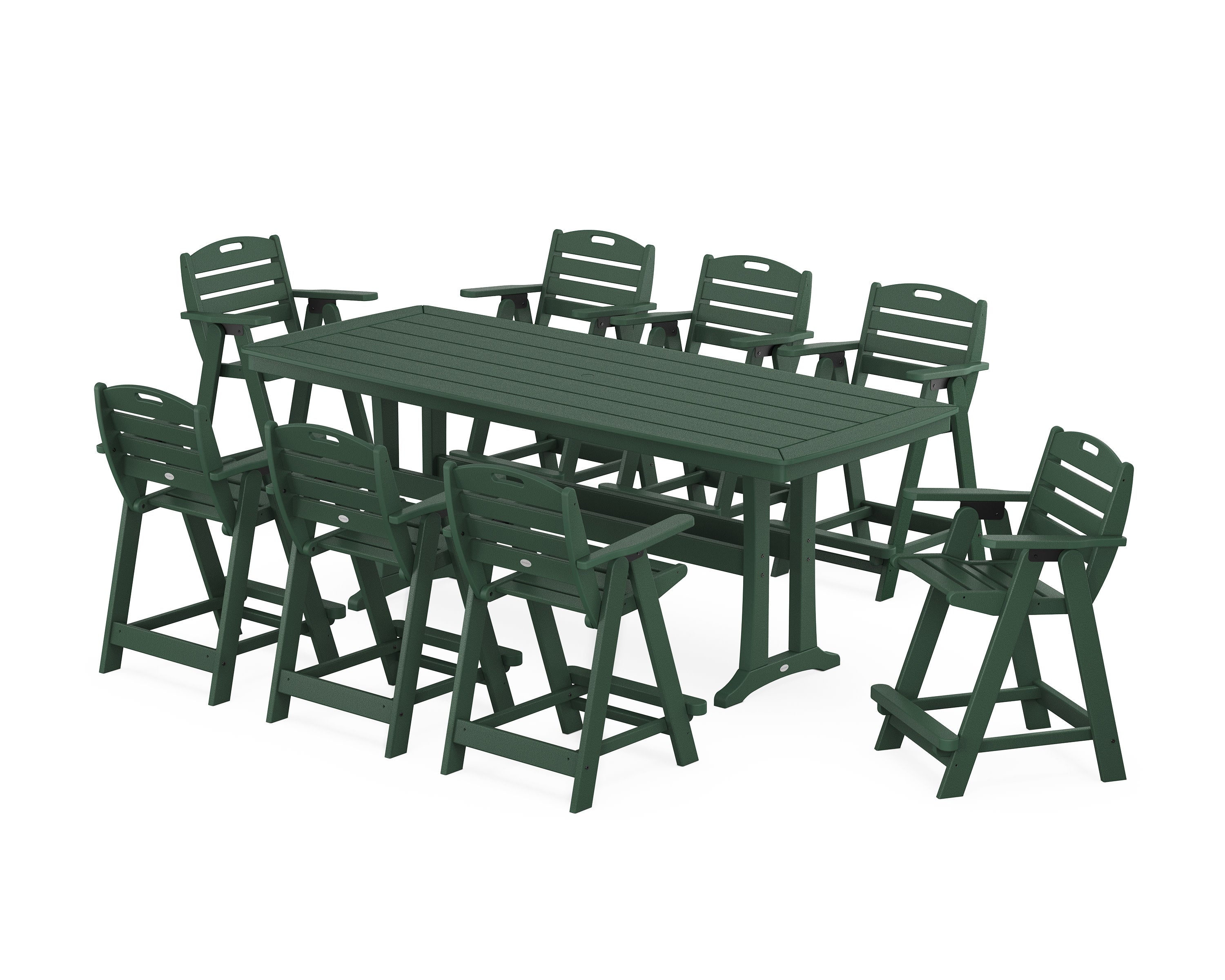 Nautical 9-Piece Counter Set with Trestle Legs in Green