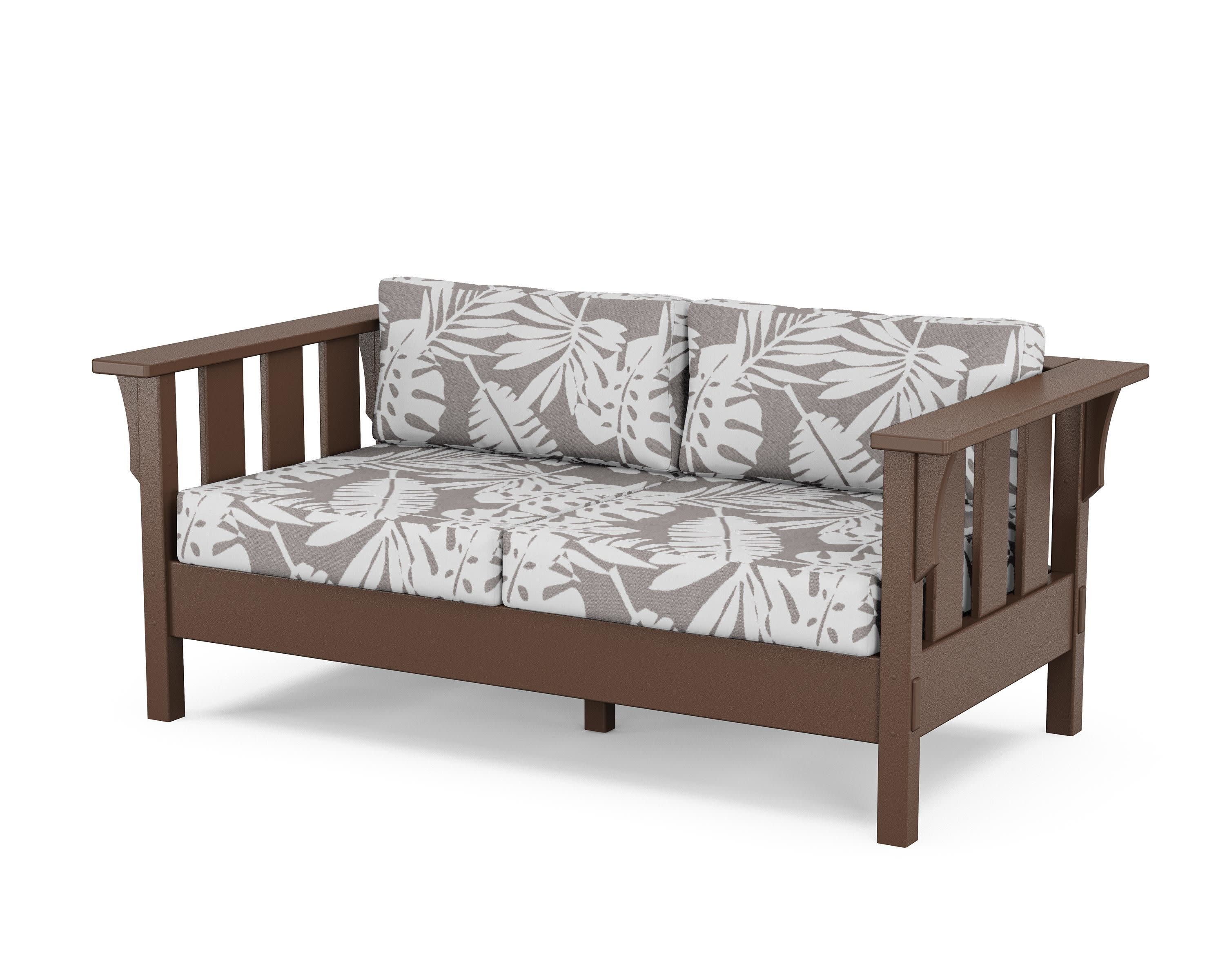 Acadia Deep Seating Loveseat in Mahogany / Leaf Grey Mist