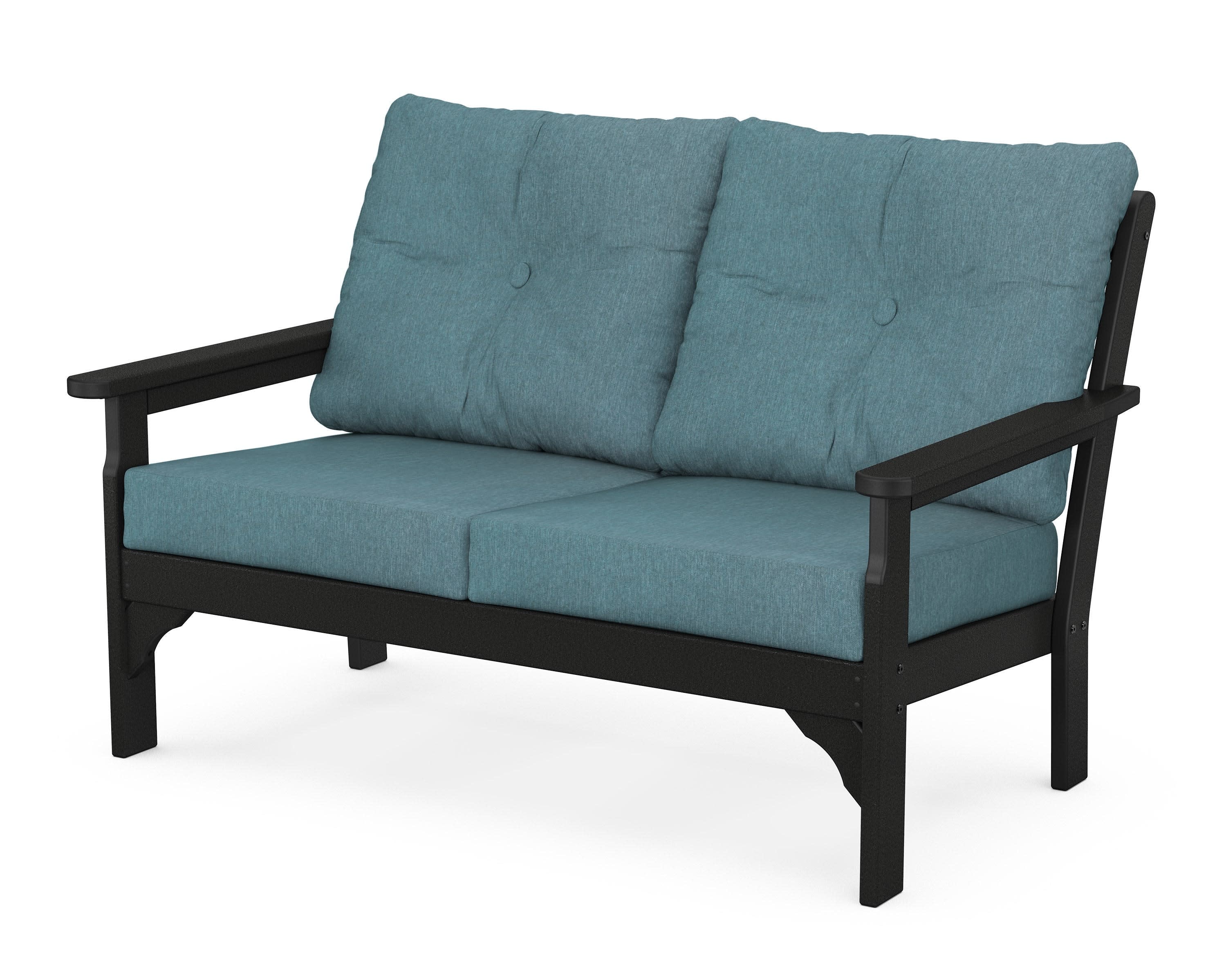 Vineyard Deep Seating Loveseat in Black / Ocean Teal
