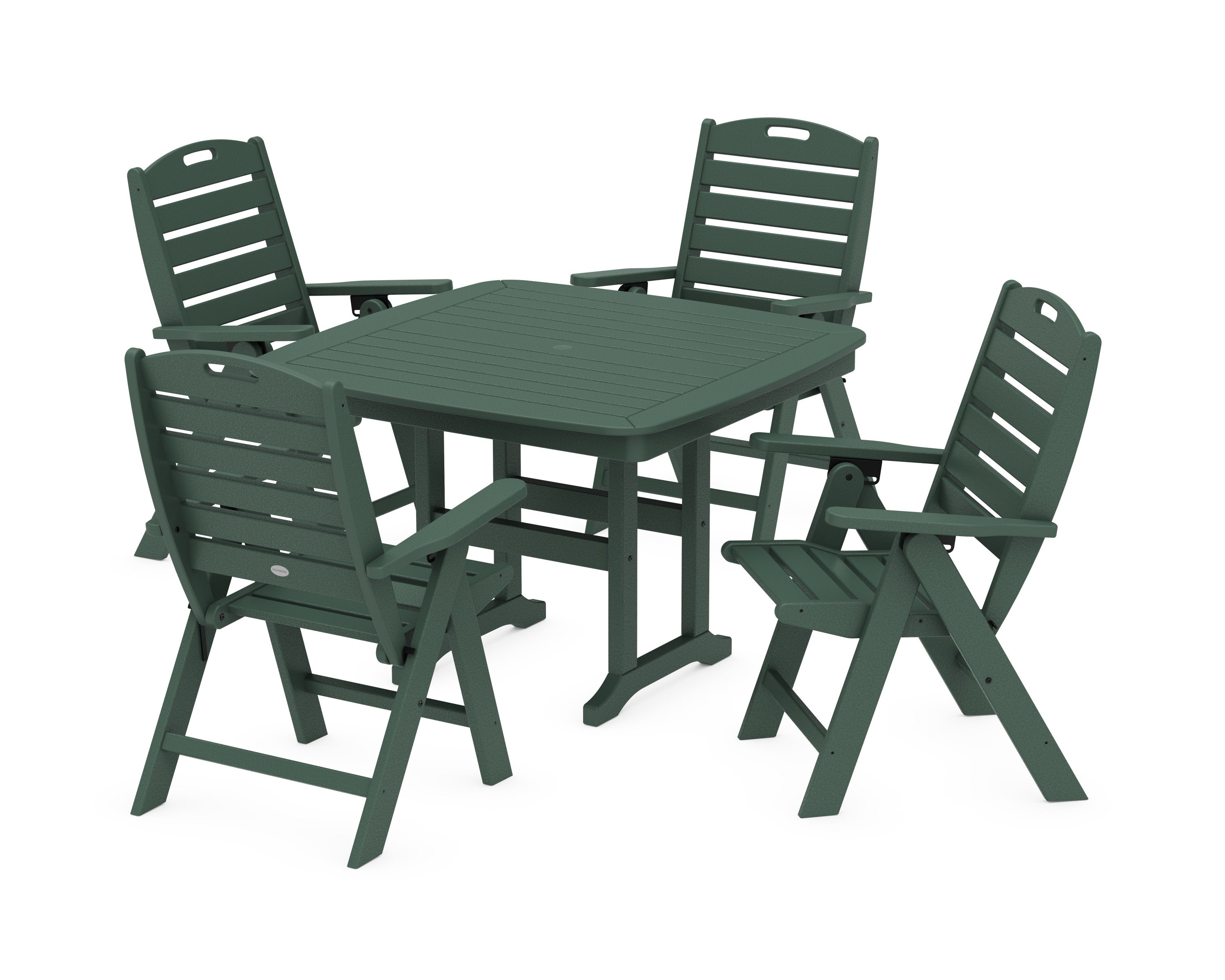 Nautical Highback Chair 5-Piece Dining Set in Green