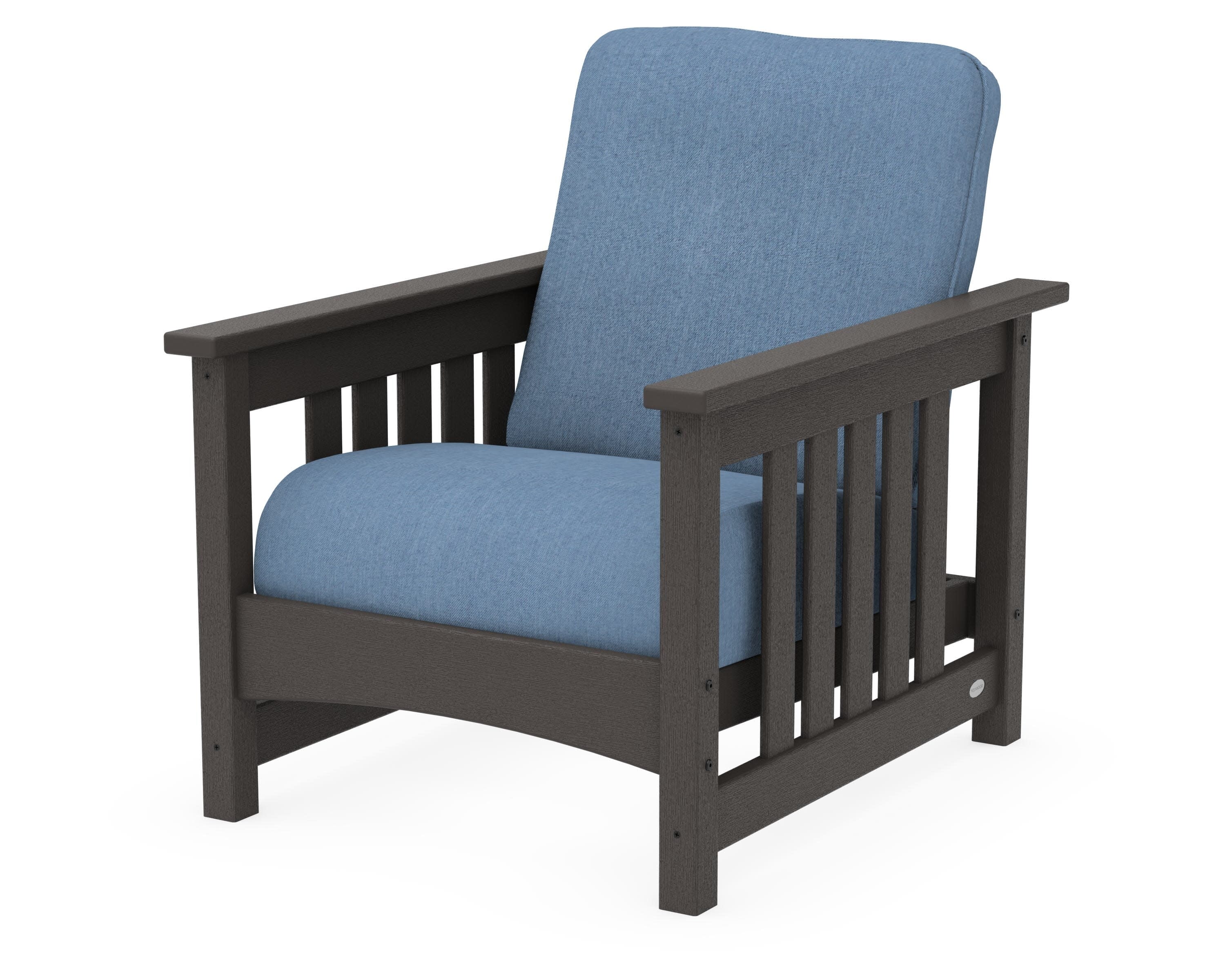 Club Mission Chair in Vintage Coffee / Sky Blue
