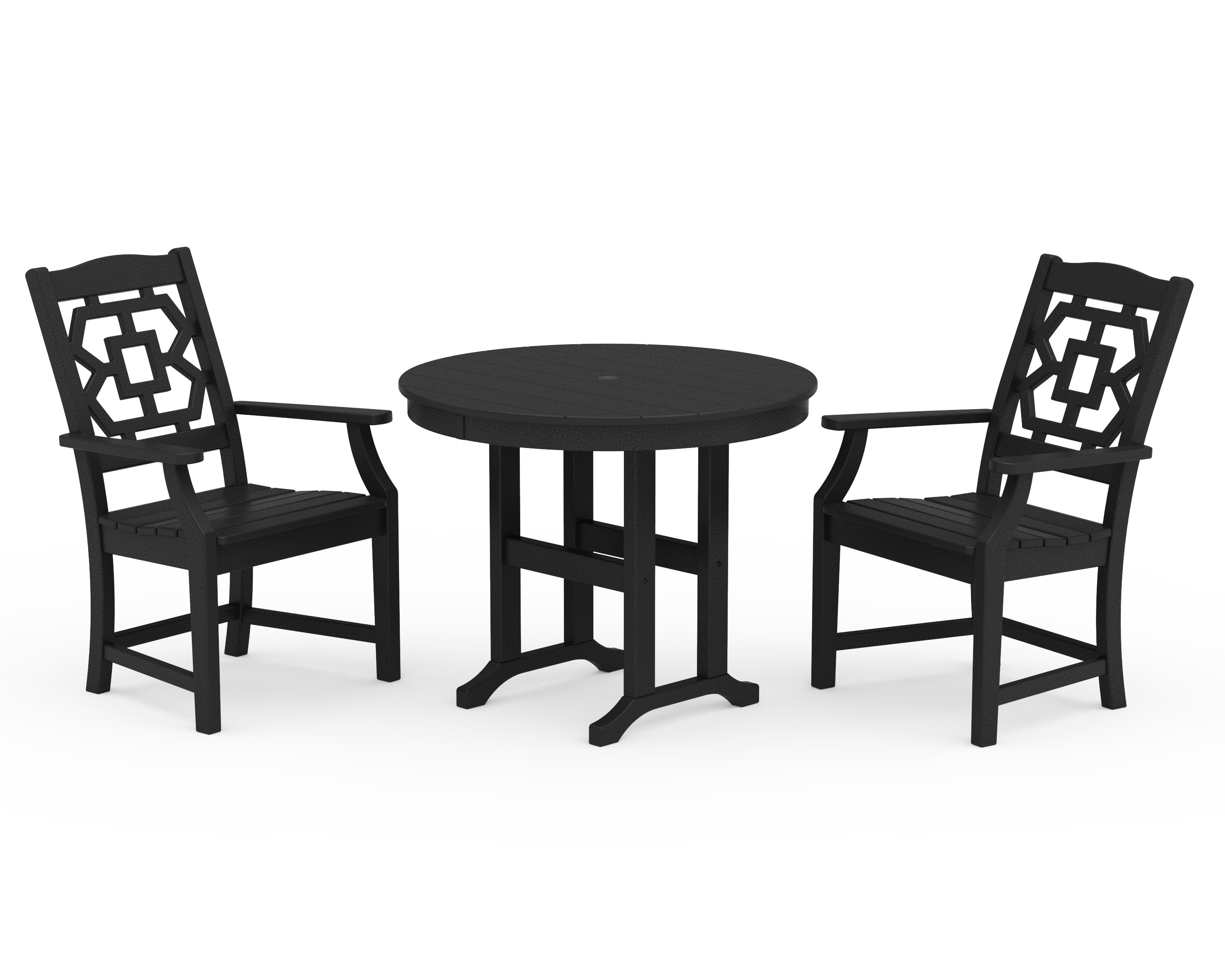 Chinoiserie 3-Piece Farmhouse Dining Set in Black