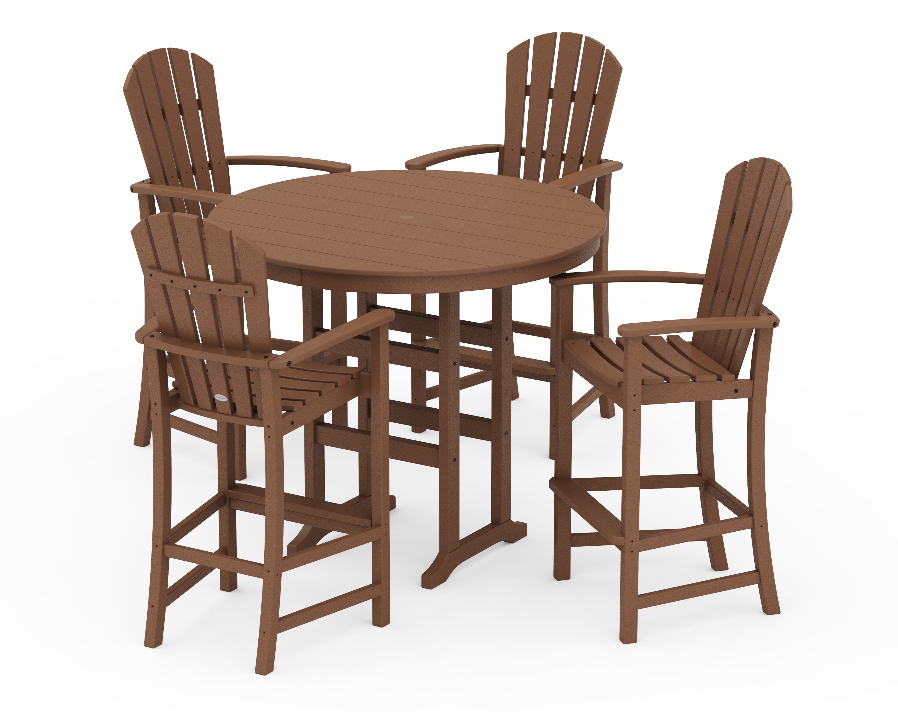 Palm Coast 5-Piece Round Farmhouse Bar Set in Teak